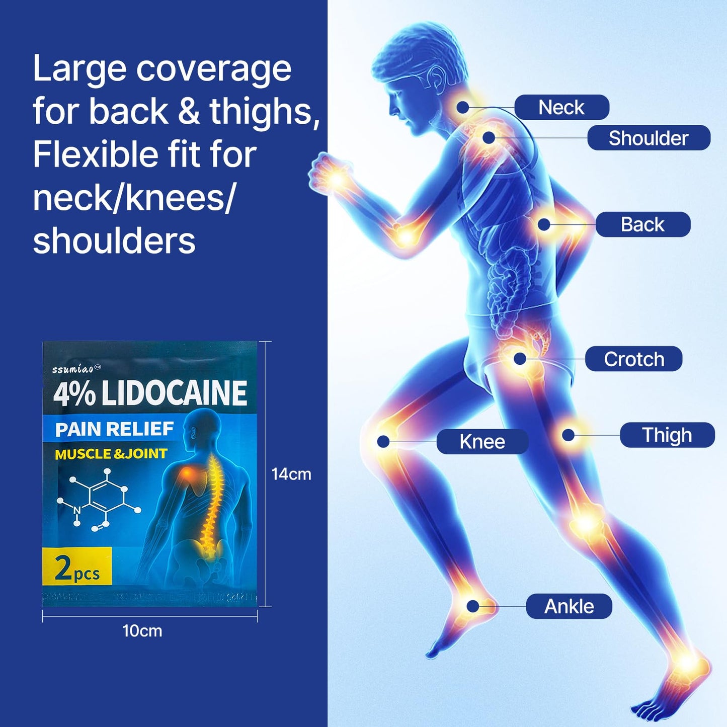 18 pcs Lidocaine Pain Relief Patches 4% - Long-Lasting Hydrogel Pain Patch with Lavender Scent | Flexible & Discreet for Back, Neck, Arthritis, Muscle & Joint Discomfort | (3 Packs) ssumiaoBuy Supplements Australia
