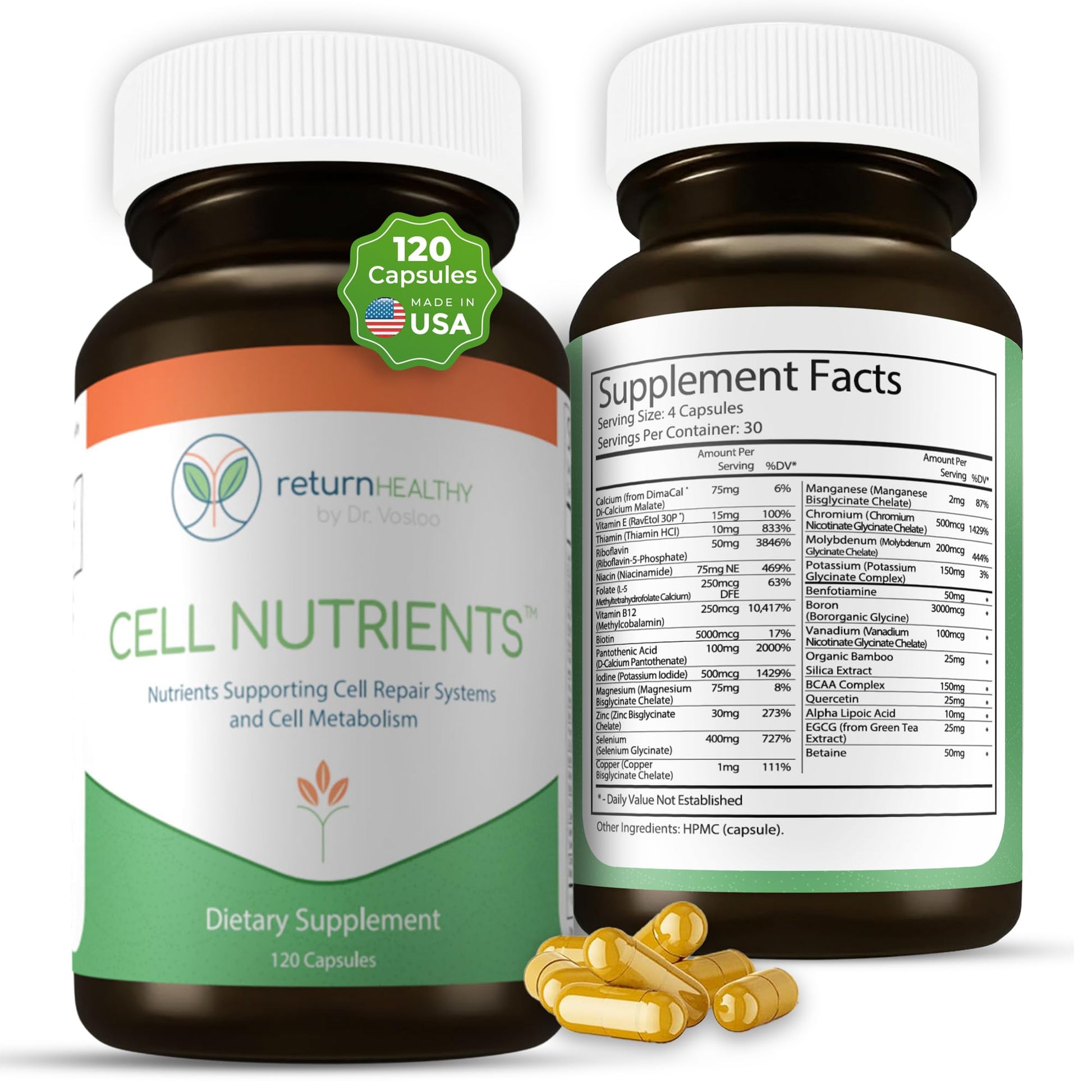 Return Healthy Cell Nutrients | Promotes Cell and Membrane Repair & Cell Metabolism | Helps Fight Tick-Borne Infections & More | Mitochondrial Supplements | Non-GMO, Vegan, 120 caps Return HealthyBuy Supplements Australia
