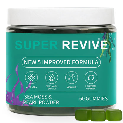 caicieter Super Revive Gummies for Hair Loss - Sea Moss Gummies with Vitamin C, E, Aloe Vera & Pearl Powder Glow, Promotes Thicker, Fuller & Stronger Hair - 60 Count caicieterBuy Supplements Australia
