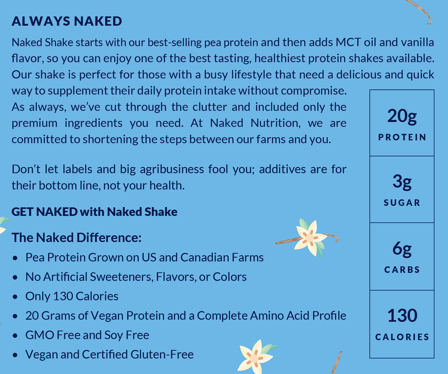 NAKED nutrition Naked Shake - Vanilla Protein Powder - Plant Based Protein Shake NAKEDBuy Supplements Australia