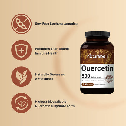 NatureBell Quercetin 500mg Per Serving | 300 Capsules, Ultra Strength Quercetin NatureBellBuy Supplements Australia