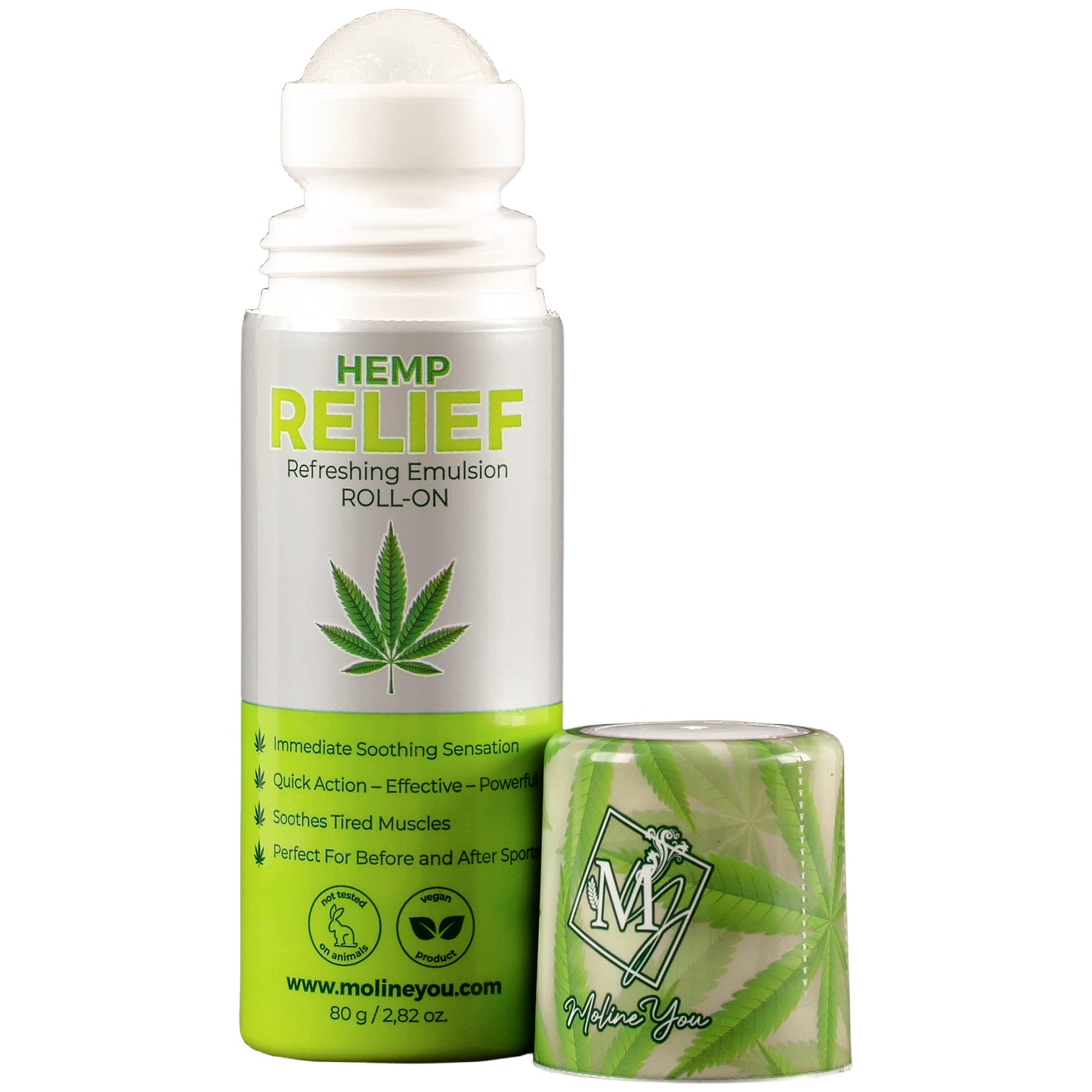 Moline You Natural Powerful Hemp Roll On, for Joint & Muscle Discomfort, Back, Neck, Knee, Shoulders HIPS. Formula with Hemp Oil Extract, Arnica, Menthol (Roll On 3 oz) Moline YouBuy Supplements Australia