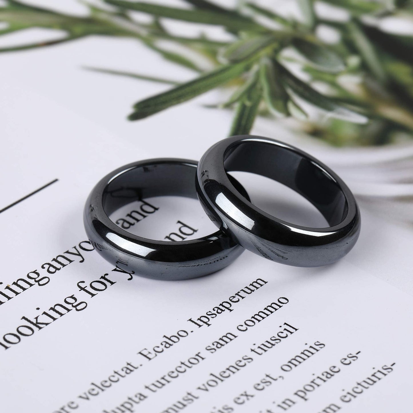 2PCS Genuine Hematite Ring for Women Men Unisex, Black Hematite Stone Ring Anxiety Balance YhluckBuy Supplements Australia