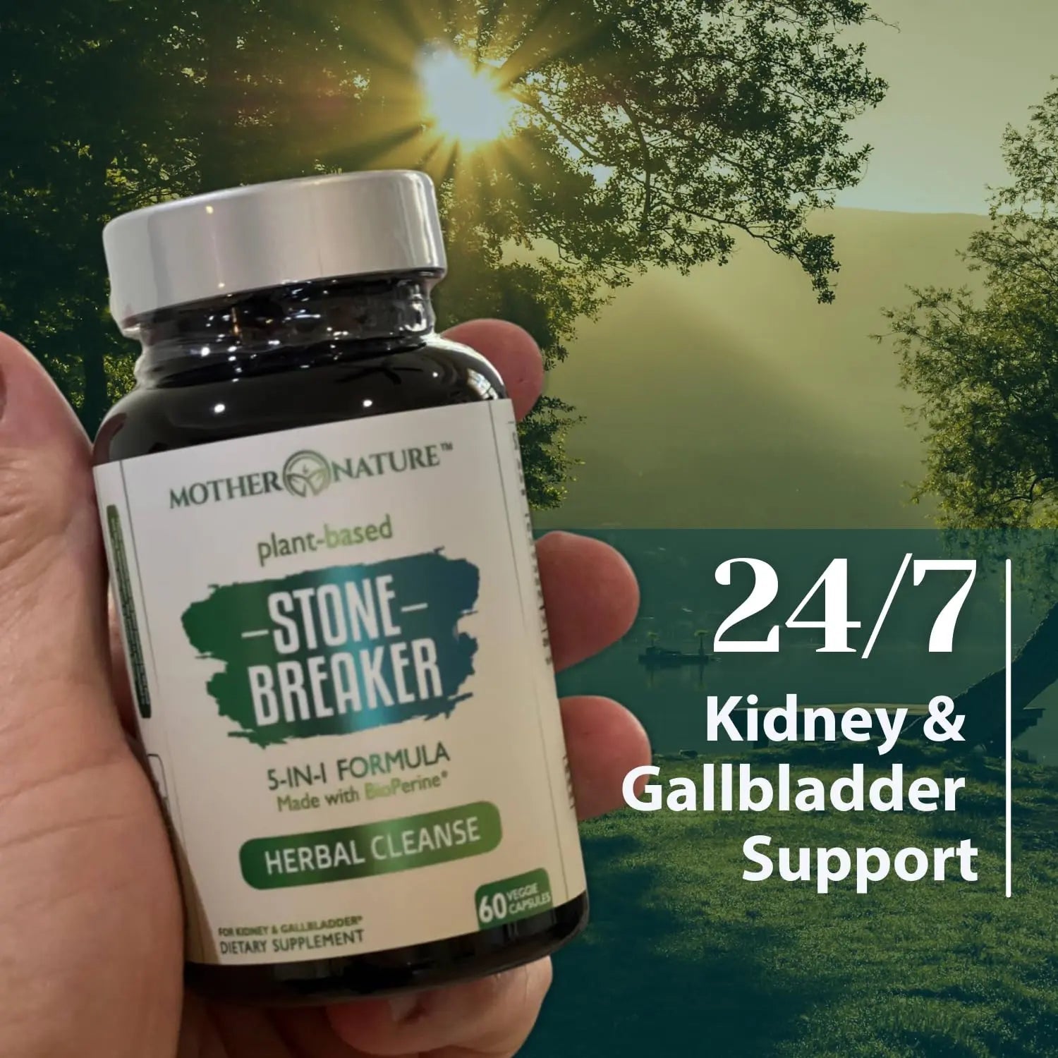 Stone Breaker Chanca Piedra Capsules, Dissolve Kidney & Gallbladder, Detoxify Urinary Tract, Flush Impurities, Kidney Support with Celery Seed Extract - 60 Veg Capsules Mother Nature Organics Superfoods for Organic LivingBuy Supplements Australia