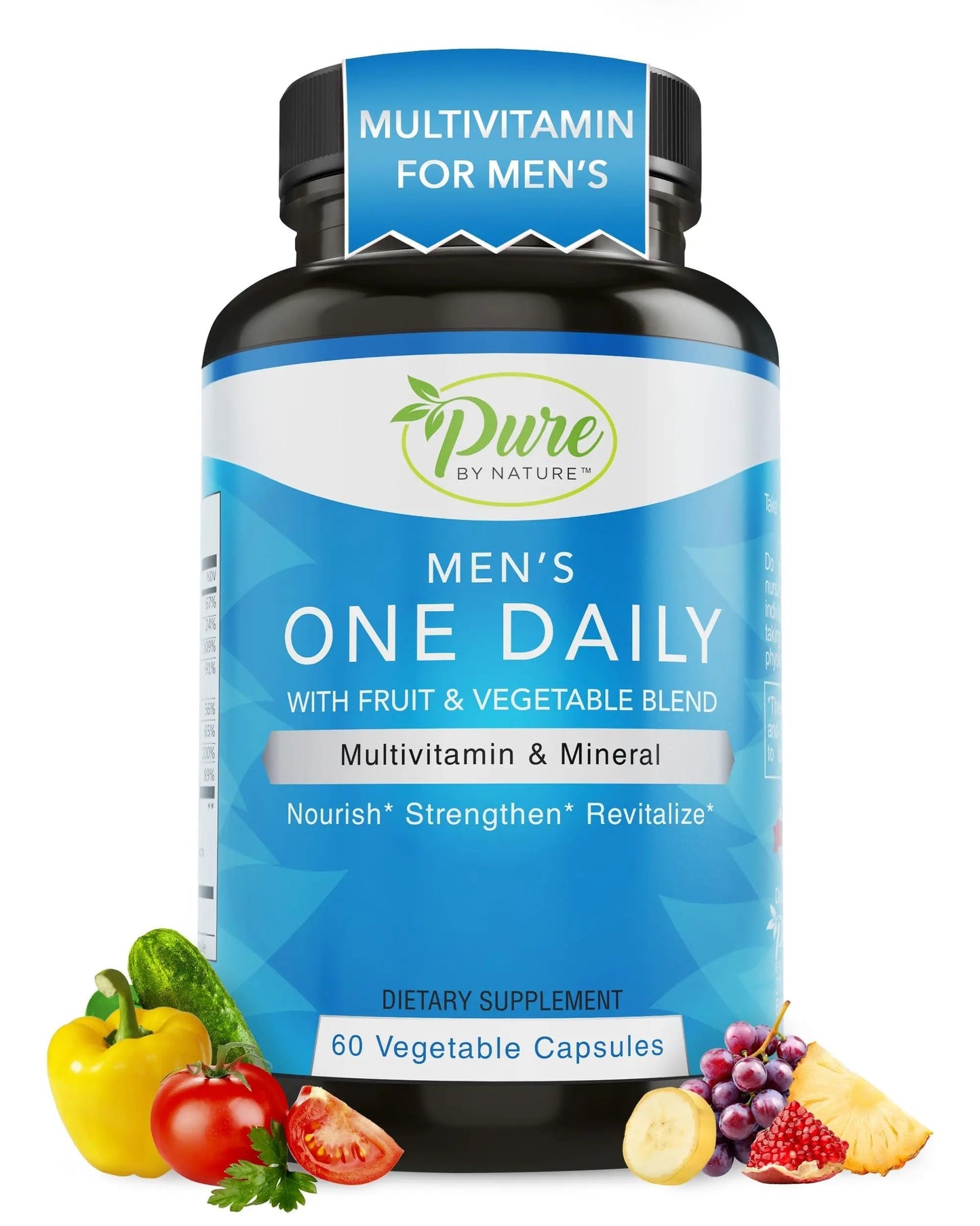 Pure By Nature One-Daily Multivitamin for Men, Immune Support Supplement with Non-GMO Ingredient, Vitamin & Minerals for Energy, 60 Veggie Capsules Pure By NatureBuy Supplements Australia
