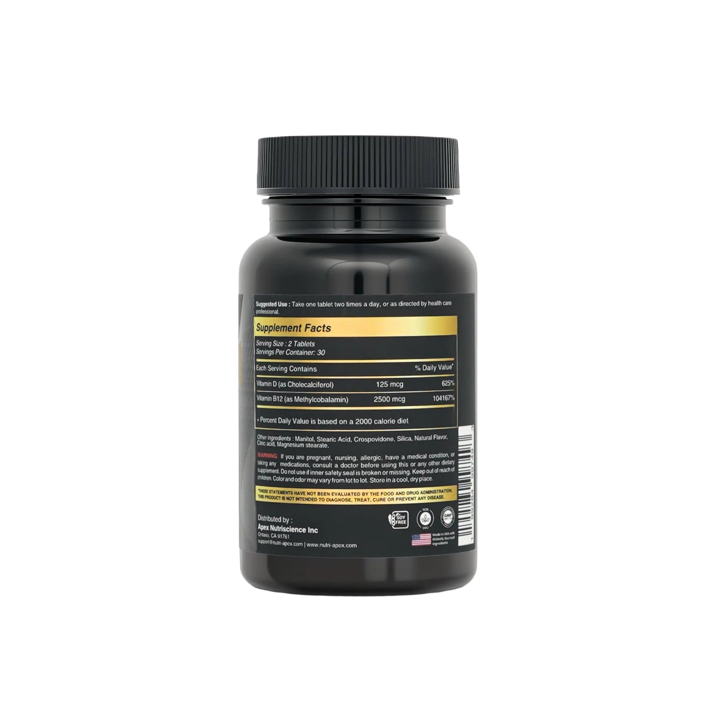 Nutri Apex Vitamin B12 & D3 Sublingual Tablets - 2500 mcg B12 & 125 mcg (5000 IU) D3 - Highly Bioavailable for Energy, Mood & Bone Health - Lab-Tested Nutri ApexBuy Supplements Australia