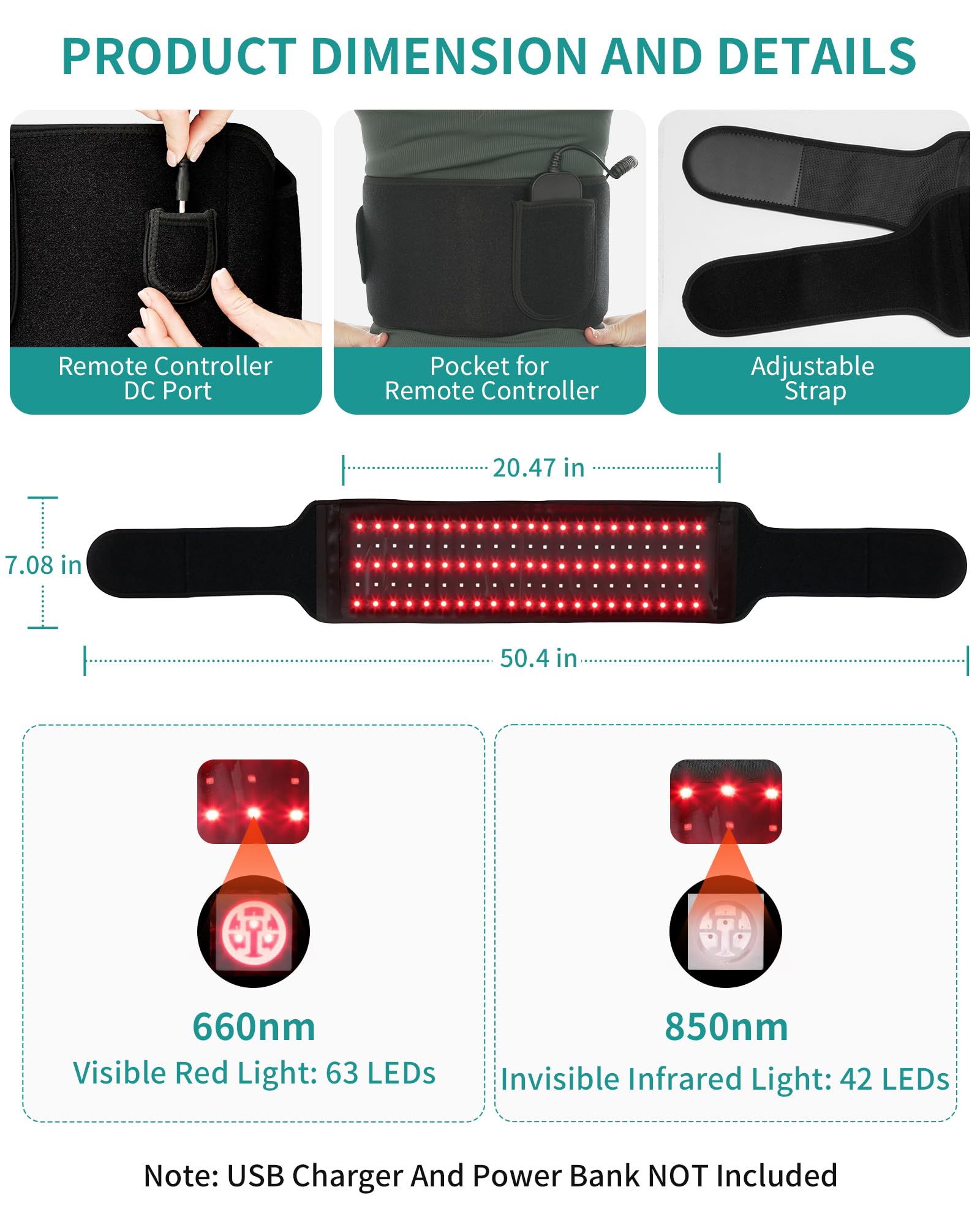 Nekteck Red Light Therapy Belt for Body, Wireless Near-Infrared Light Pad for Pain Relief, Inflammation NekteckBuy Supplements Australia