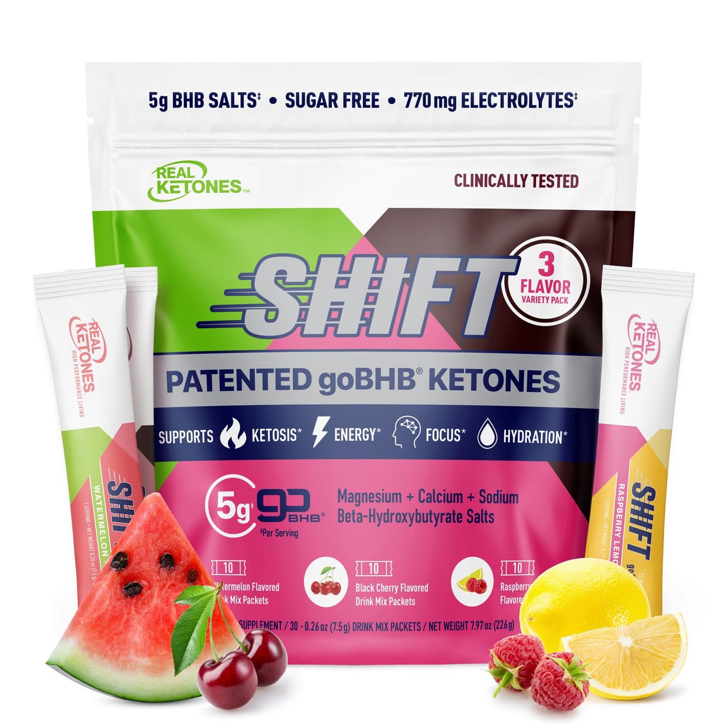 Real Ketones BHB Exogenous Ketones Drink Mix Packets Keto Electrolytes Powder Packets No Sugar with 4 Main Fasting Electrolytes Plus Hydrating Patented Keto BHB
