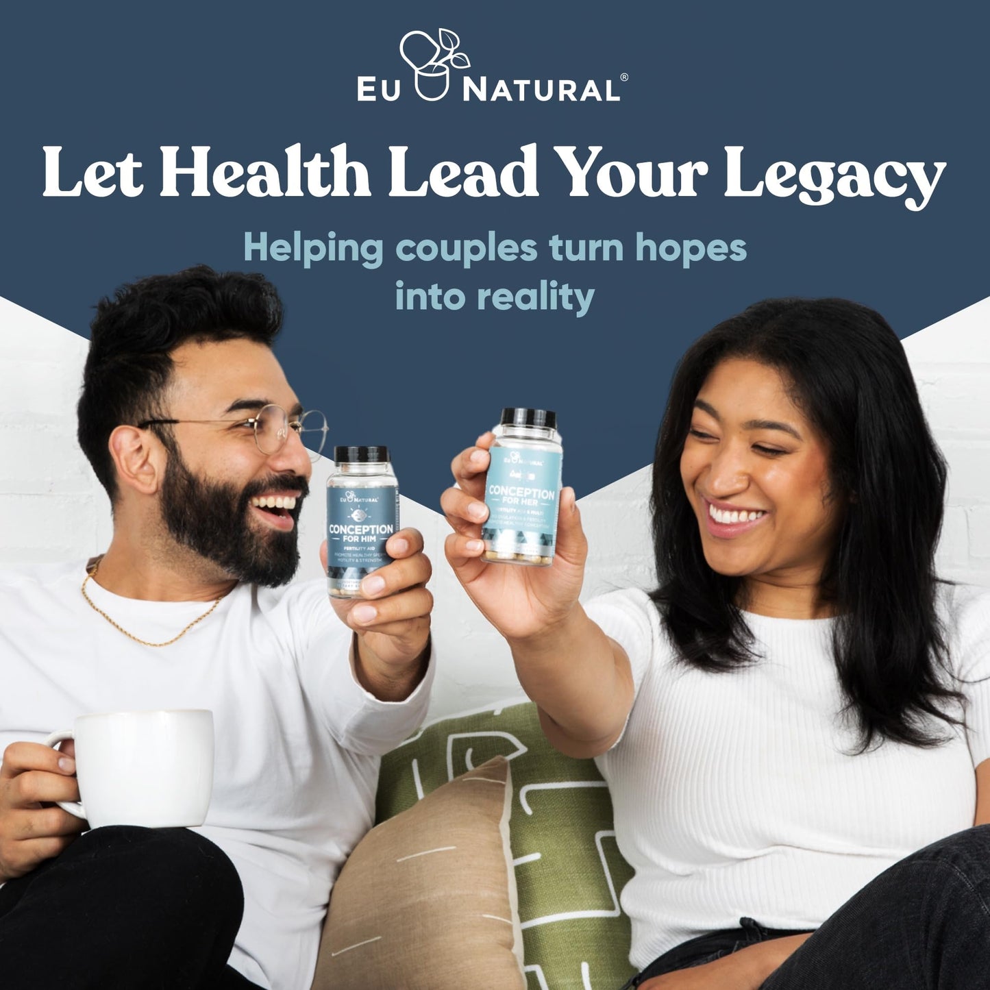 Eu Natural Conception for Him - Male Fertility Supplements with Ashwagandha, Folate & Zinc - Sperm Count, Motility & Strength Support