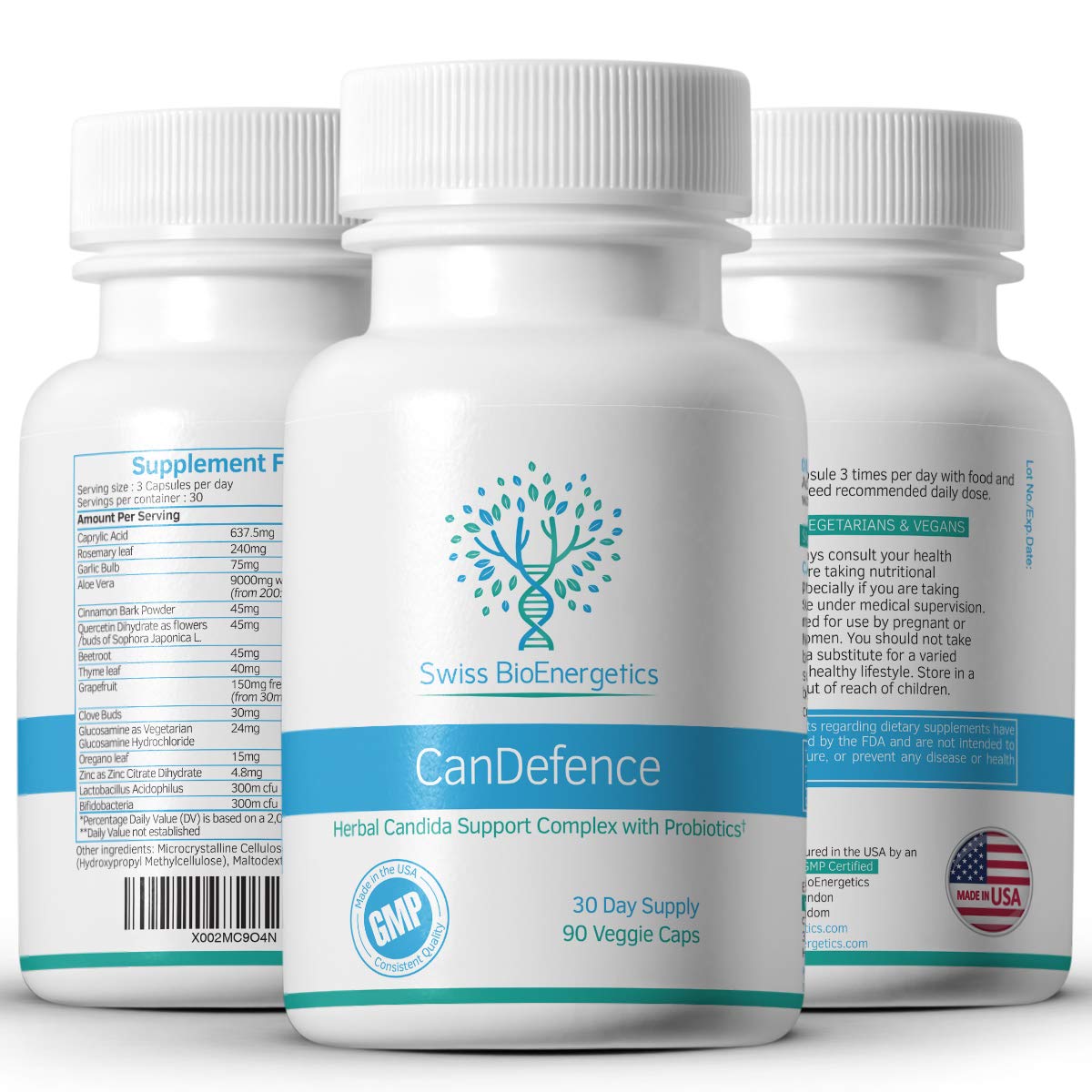 CanDefence - Candida Cleanse Ultimate Extra Strength All-in-ONE Formulation with Caprylic Acid, Probiotics and a synergistic Balance of 11 Different Botanicals - 90 Capsules swiss bioenergeticsBuy Supplements Australia