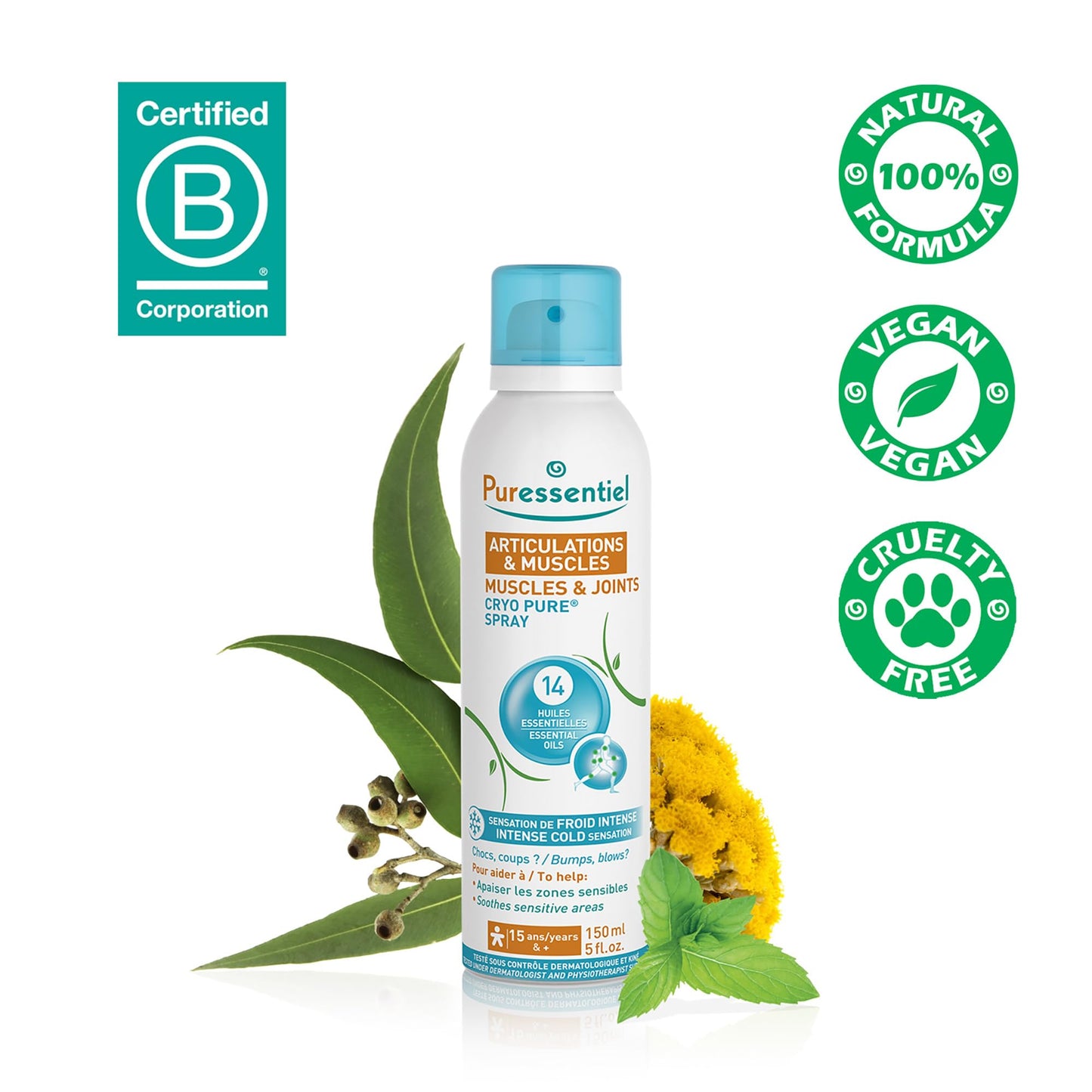 Puressentiel Muscles and Joints Cryo Pure Spray - Natural Menthol and Essential Oils Soothe Muscle Stiffness - Long Lasting Cooling Sensation - 5 oz PuressentielBuy Supplements Australia