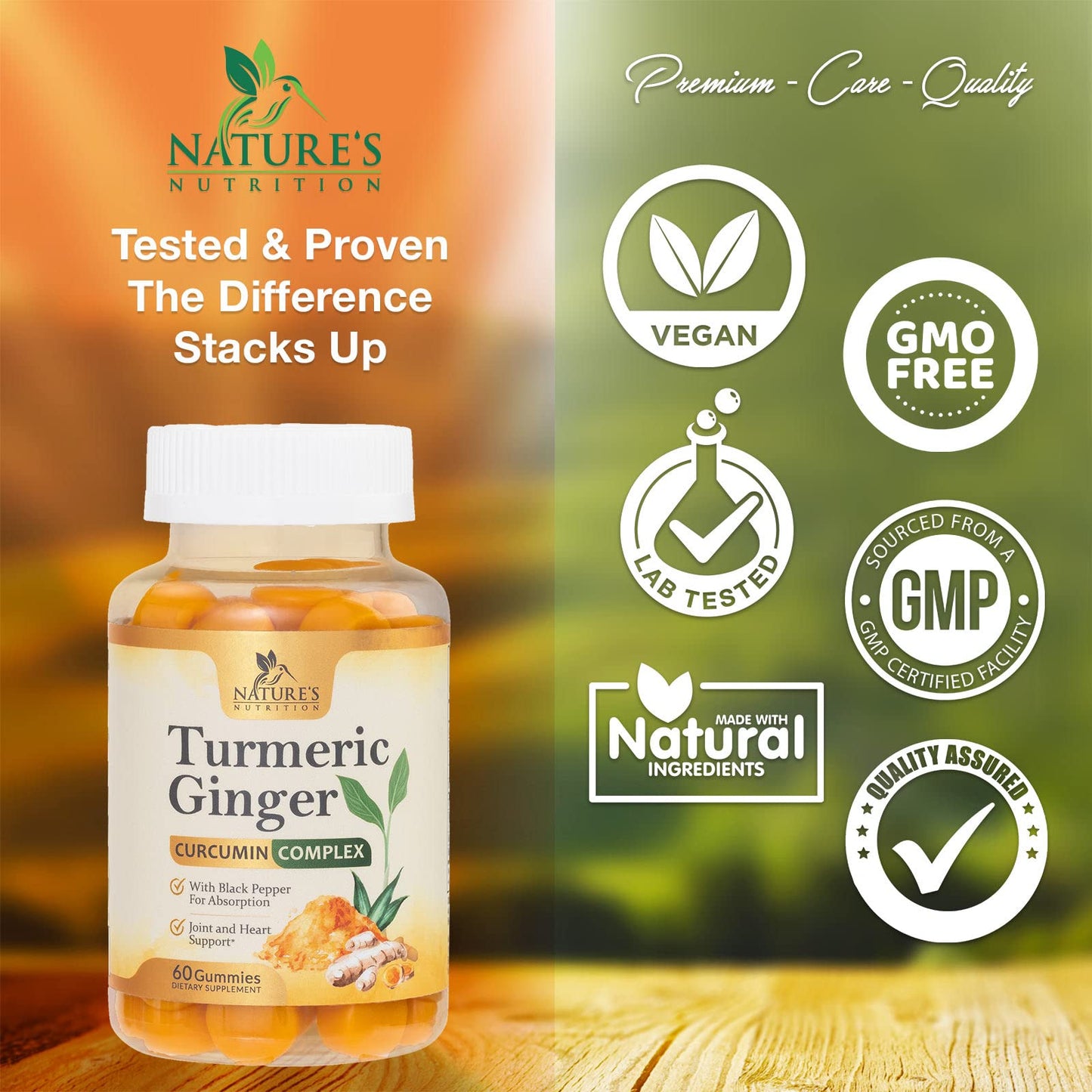 Turmeric Ginger Gummies - Vegan Turmeric Curcumin Gummy with 95% Curcuminoids Nature's NutritionBuy Supplements Australia