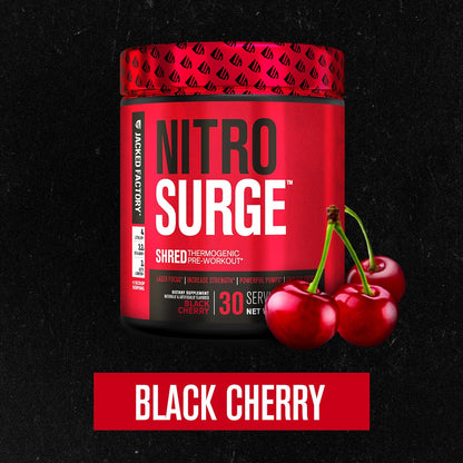 Jacked Factory NITROSURGE Shred Pre Workout Supplement - Energy Booster, Instant Strength Gains, Sharp Focus, Powerful Pumps - Nitric Oxide Booster & PreWorkout Powder