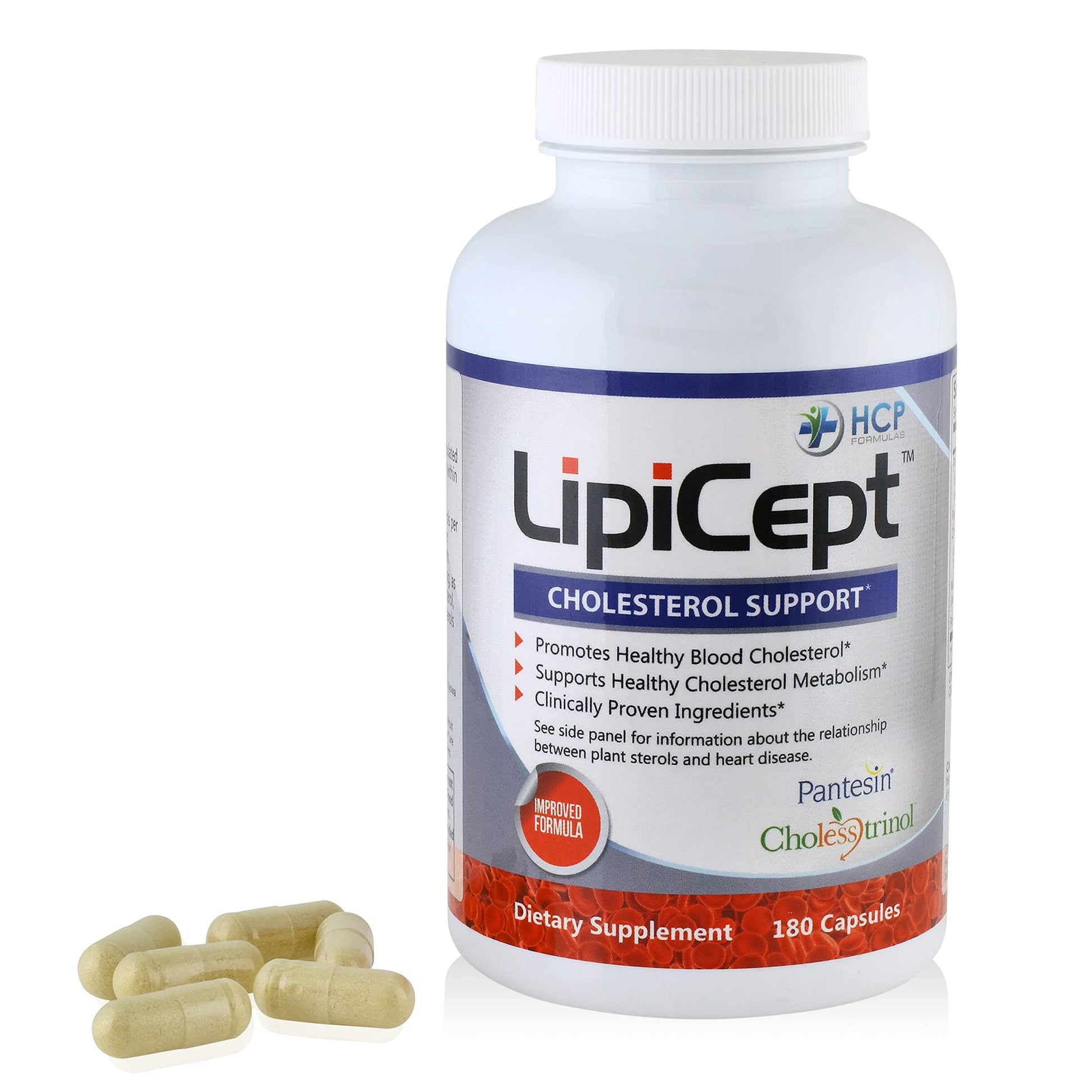 HCP Formulas - LipiCept - Natural Cholesterol Support Formula with Plant Sterols - Maintain Healthy Cholesterol Levels Already Within a Normal Range - Vegetarian - Dietary Supplement - 180 Caps HCP FormulasBuy Supplements Australia