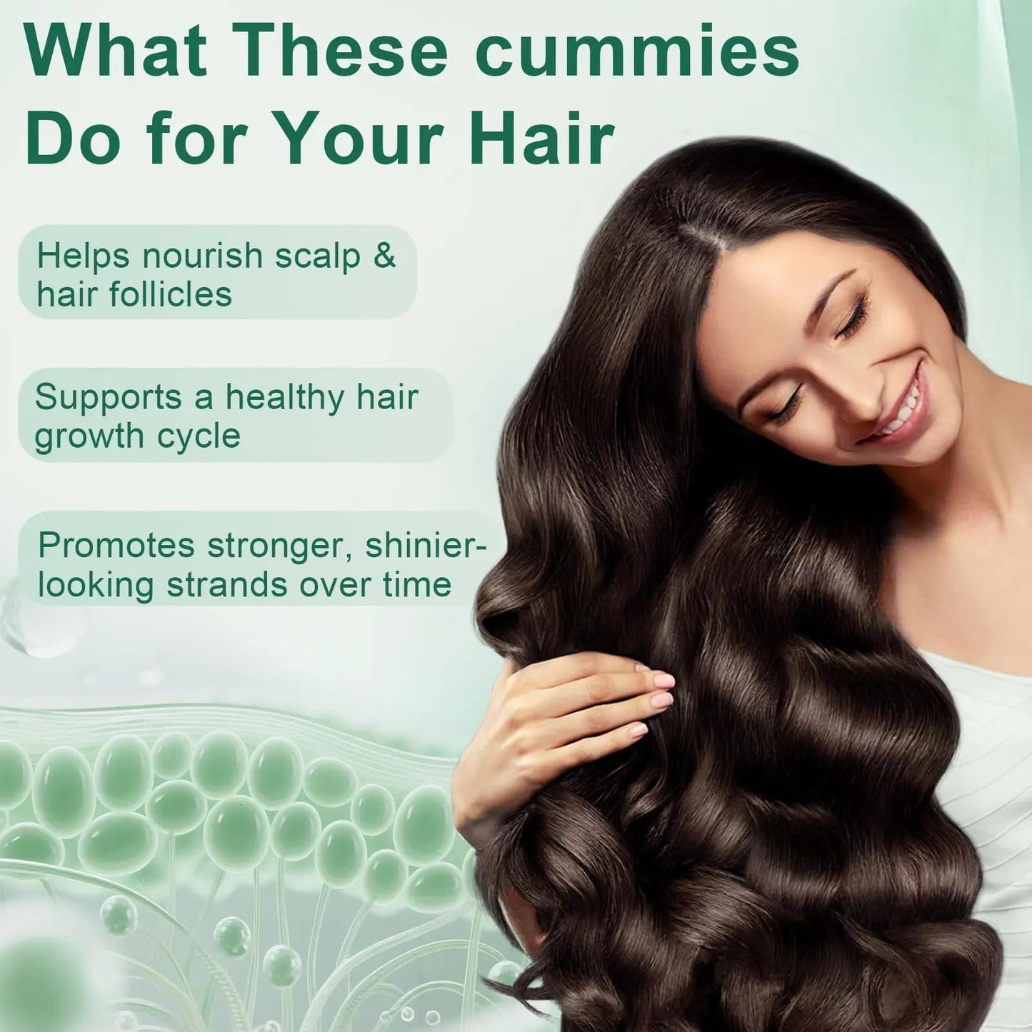 YATIME Hair Loss Gummies,Sea Moss Gummies with Vitamin C, Vitamin E, Aloe Vera, Pearl Powder Support Faster Hair Growth YATIME