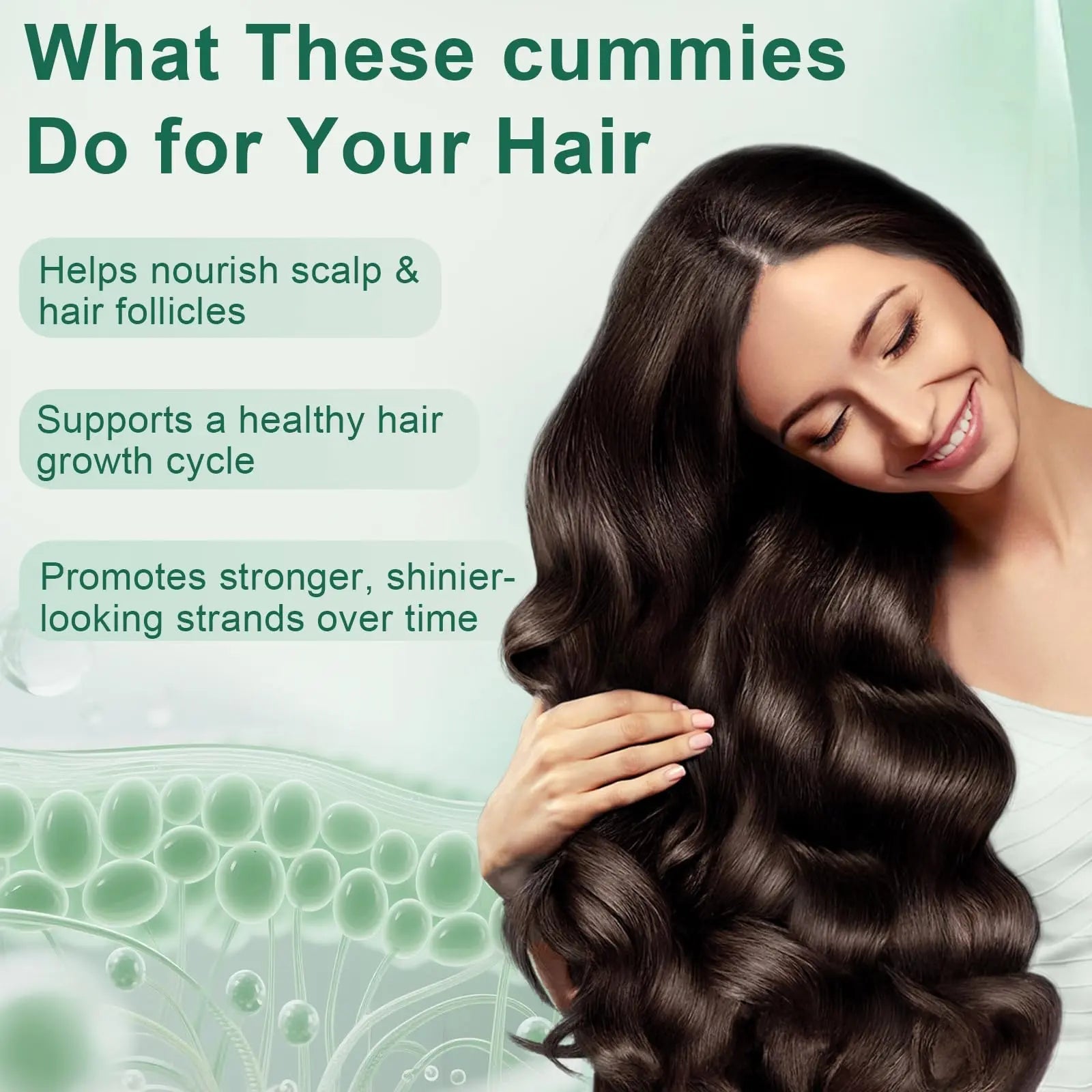 YATIME Hair Loss Gummies,Sea Moss Gummies with Vitamin C, Vitamin E, Aloe Vera, Pearl Powder Support Faster Hair Growth YATIME
