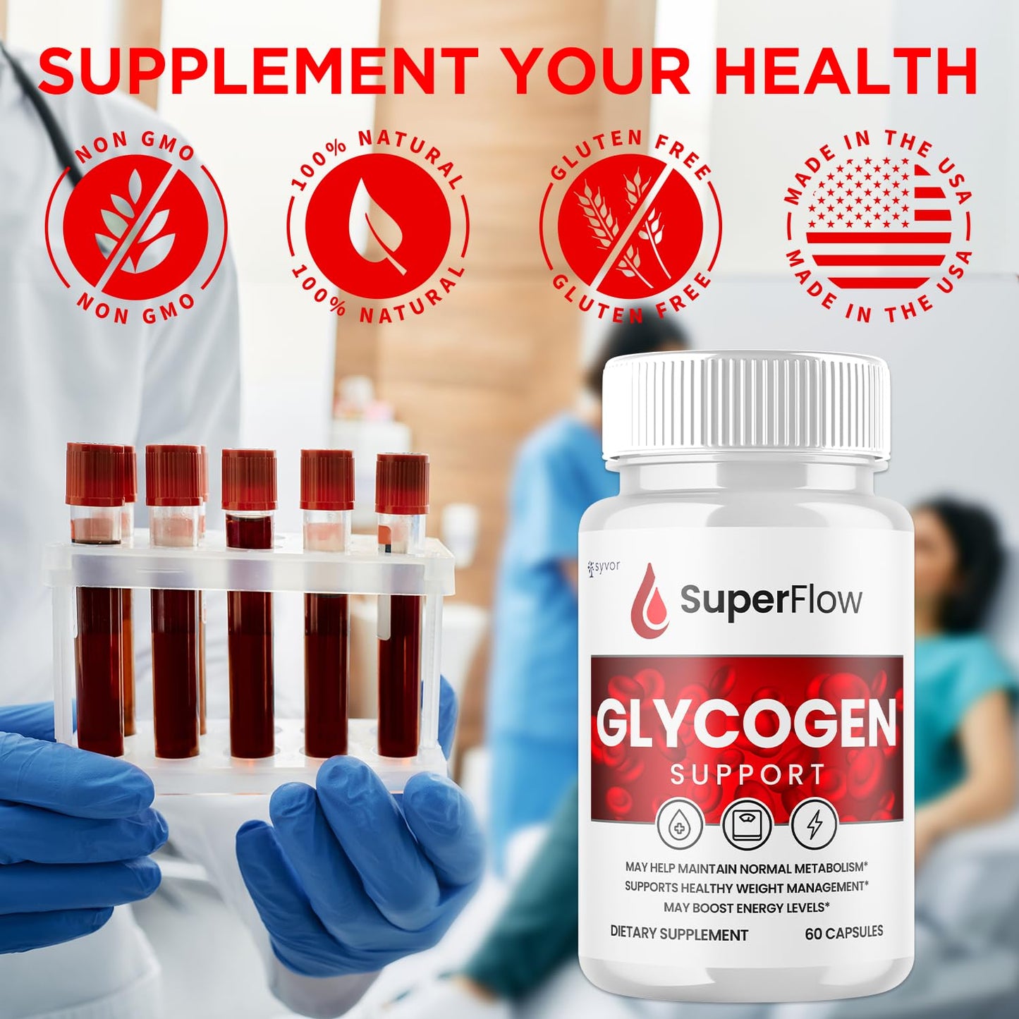 (2 Pack) Super Flow Glycogen Support, Official SuperFlow Advanced Formula Glyco Optimizer Capsules, All Natural Super Flow Pills, Daily Wellness Supplement to Support Healthy Balance (120 Capsules) SyvorBuy Supplements Australia