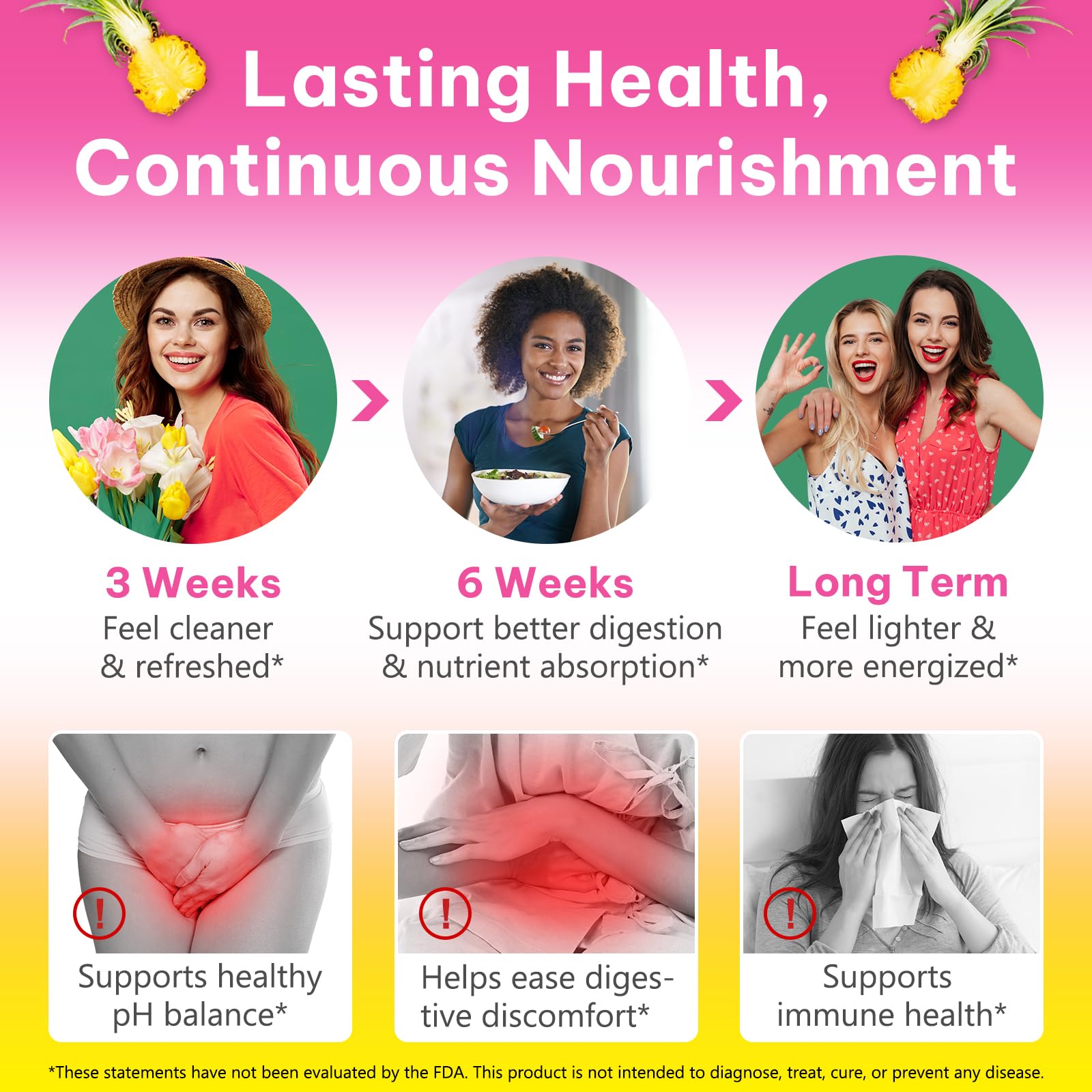 KITNOBLIS Feminine Probiotic Gummies with Slippery Elm- Pineapple Gummies for Women pH Balance, Gut Health & Immune Supports | with Prebiotics & Lactobacillus Blend (60 Gummies) KITNOBLISBuy Supplements Australia
