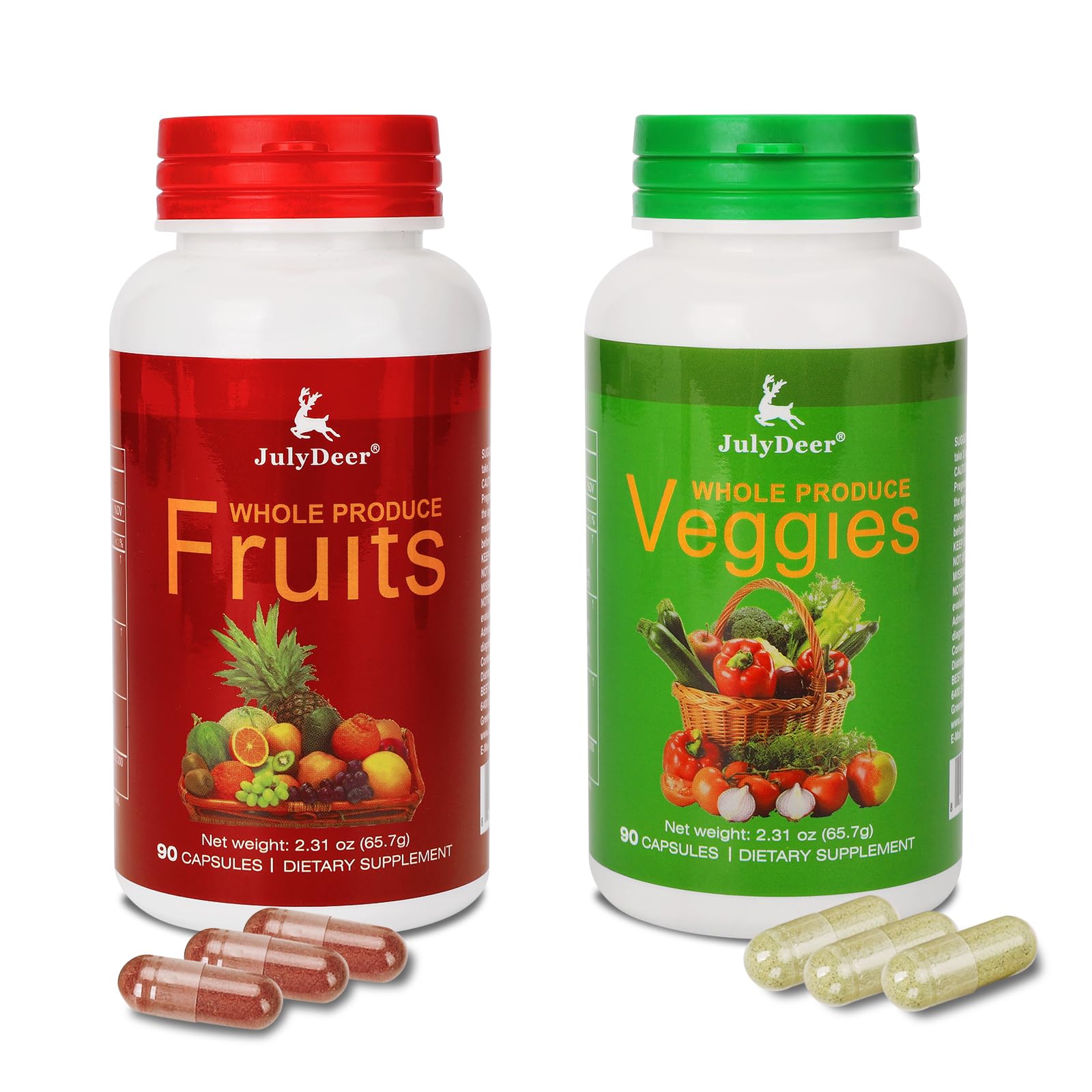 Fruit and Veggies Supplement Ingredients Natural – 2 Bottles 180 Total Vegetarian Capsules | Balance of Natural 16+18 Whole Fruits & Veggies Blend | Fresh Superfood Formula with Vitamins and Minerals JulyDeerBuy Supplements Australia