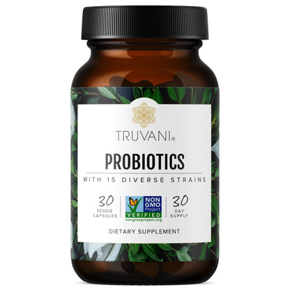 Truvani Probiotic Supplement | 30 Servings | 15 Billion CFU | 15 Diverse Strains for Digestive, Immune & Brain Health Support | Shelf-Stable Vegan Capsules | Non-GMO, No Fillers TruvaniBuy Supplements Australia