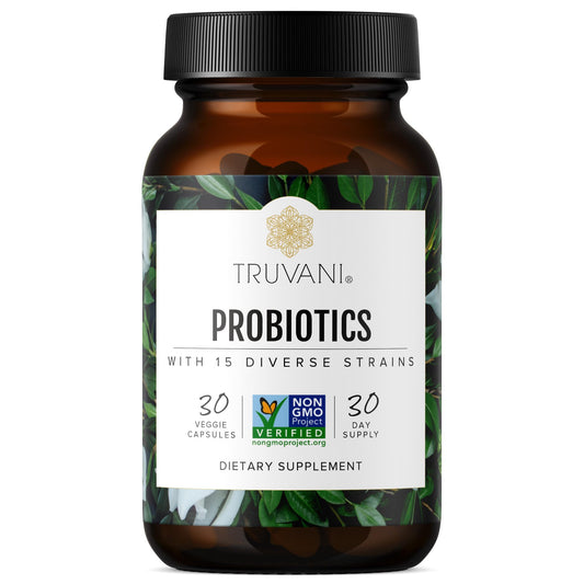 Truvani Probiotic Supplement | 30 Servings | 15 Billion CFU | 15 Diverse Strains for Digestive, Immune & Brain Health Support | Shelf-Stable Vegan Capsules | Non-GMO, No Fillers TruvaniBuy Supplements Australia