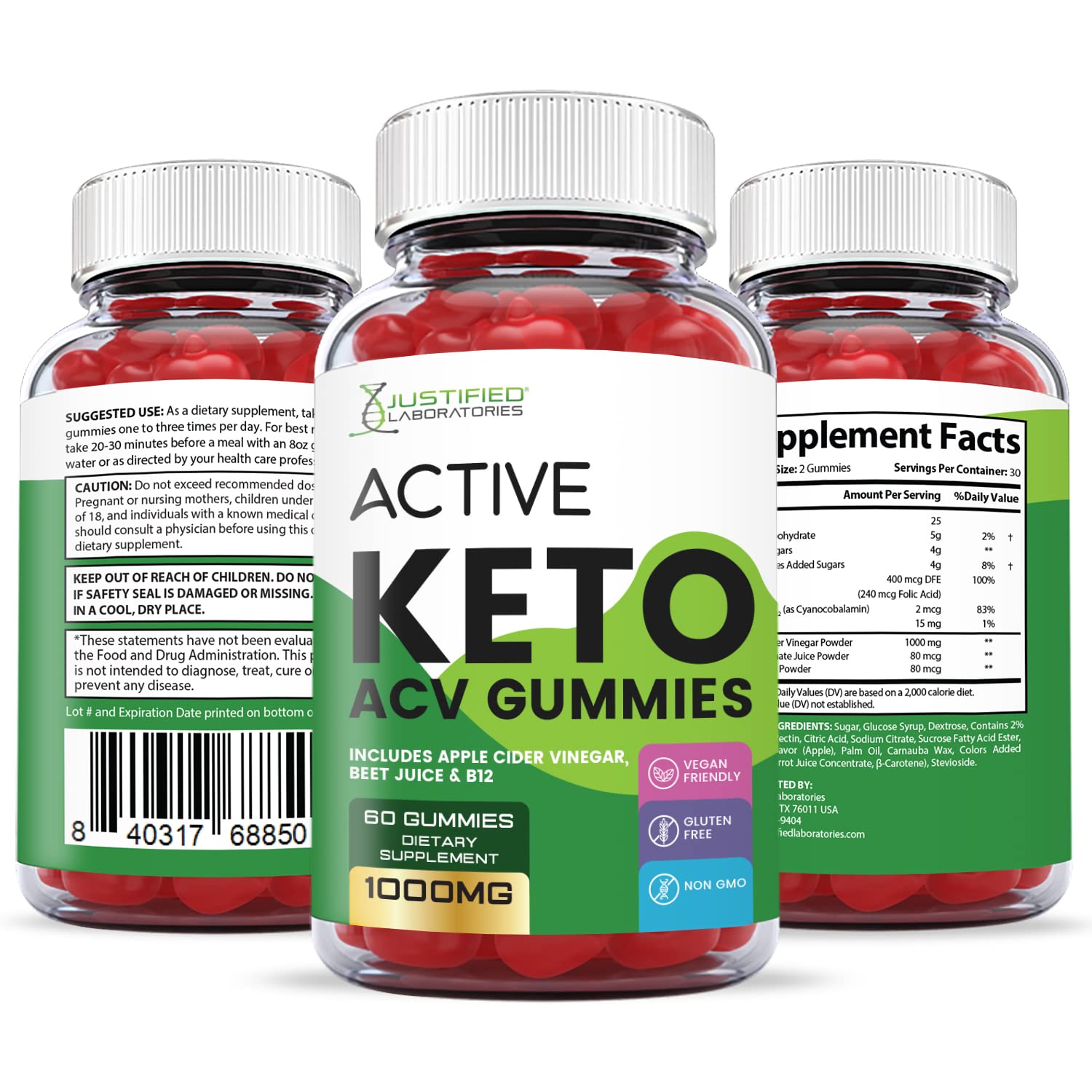 Justified Laboratories Active Keto ACV Gummies 1000MG with Pomegranate Juice Beet Justified LaboratoriesBuy Supplements Australia