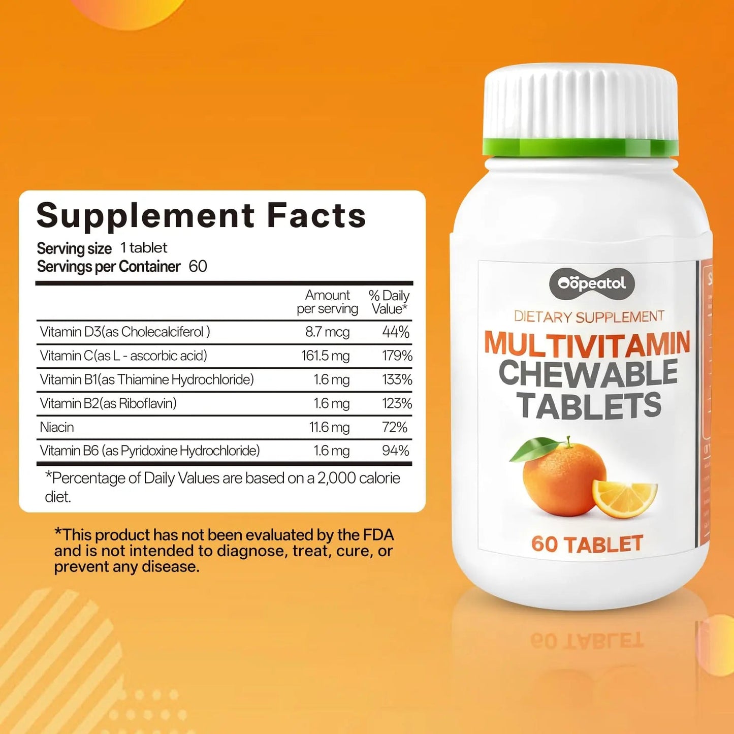 Oopeatol Multivitamin for Adults with Vitamin C, D3 & B Vitamins | Daily Increase Body Protection, Energy & Bone and Joint Equilibrium and Health | OopeatolBuy Supplements Australia