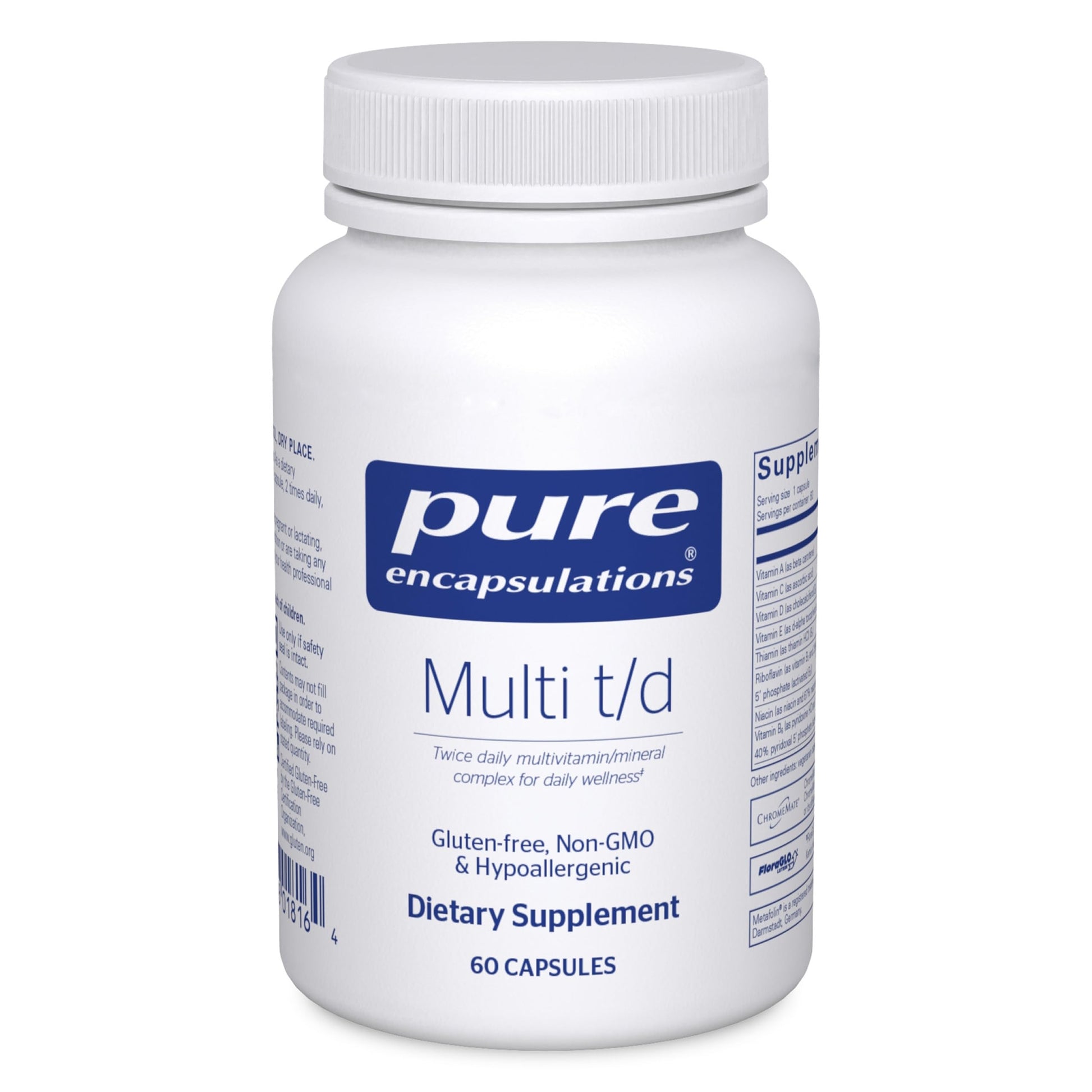 Pure Encapsulations Multi T/D - Multivitamin & Mineral Supplement - for Daily Wellness, Cardiovascular & Immune Health* - Rich in Vitamins & Minerals - Gluten Free & Vegetarian - 60 Capsules Pure EncapsulationsBuy Supplements Australia