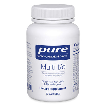 Pure Encapsulations Multi T/D - Multivitamin & Mineral Supplement - for Daily Wellness, Cardiovascular & Immune Health* - Rich in Vitamins & Minerals - Gluten Free & Vegetarian - 60 Capsules Pure EncapsulationsBuy Supplements Australia