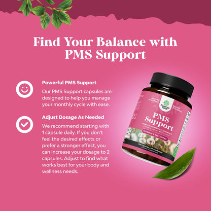 PMS Support Supplement for Women – Hormone Balance for Women & Menstrual Discomfort with DIM, Chasteberry, Black Cohosh & Ashwagandha - for Period Cramps Ease, Menopause Bloating, Mood Swing – 120 Ct Natures CraftBuy Supplements Australia