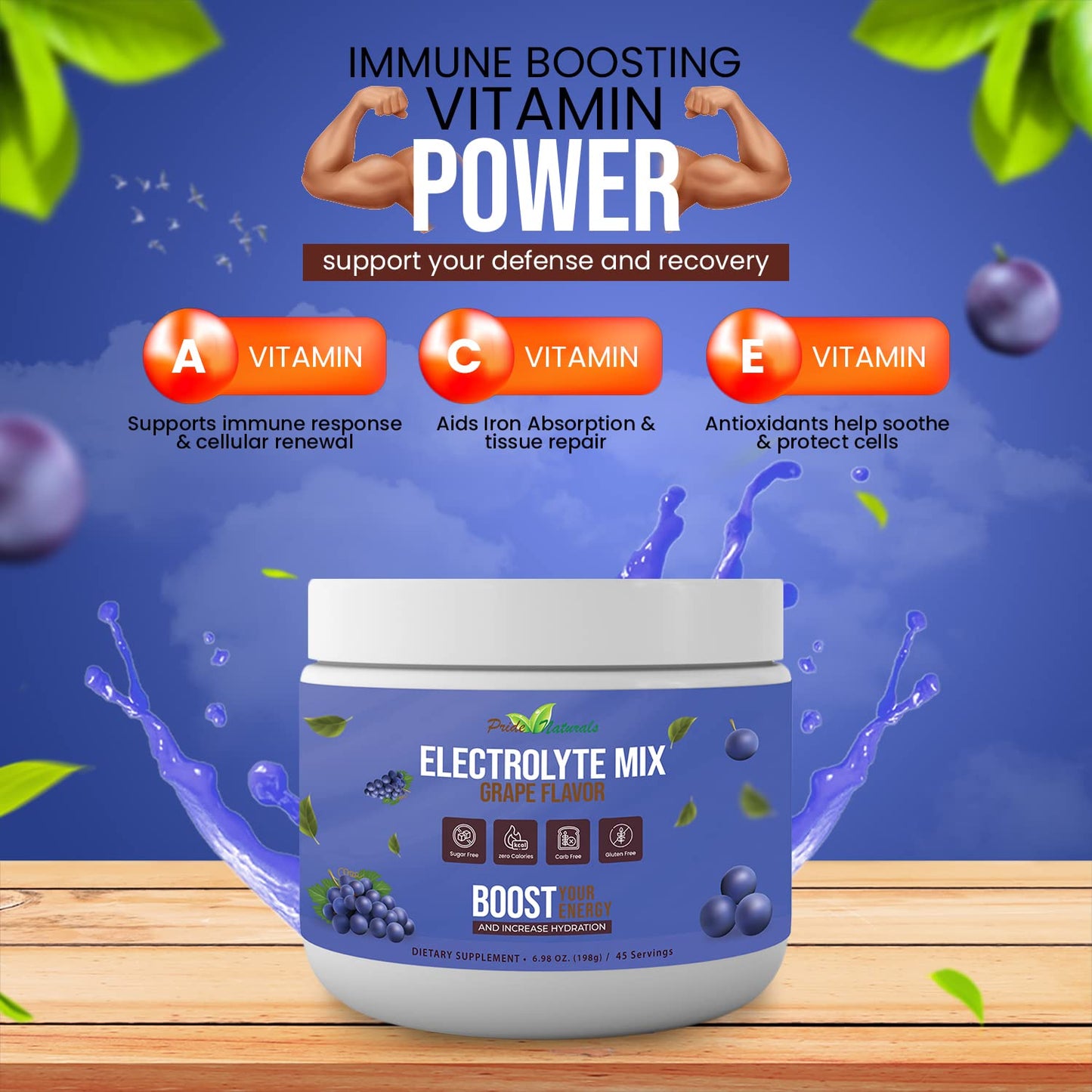 Electrolyte Powder - Refreshing Workout Recovery Electrolytes, Sugar Free, Gluten Free Pride Naturals, IncBuy Supplements Australia