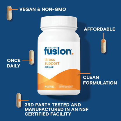 Bariatric Fusion Stress Support* | Vegan Supplement with Magnesium and Ashwagandha | Daily Vitamin for Women and Men | Bariatric Fusion