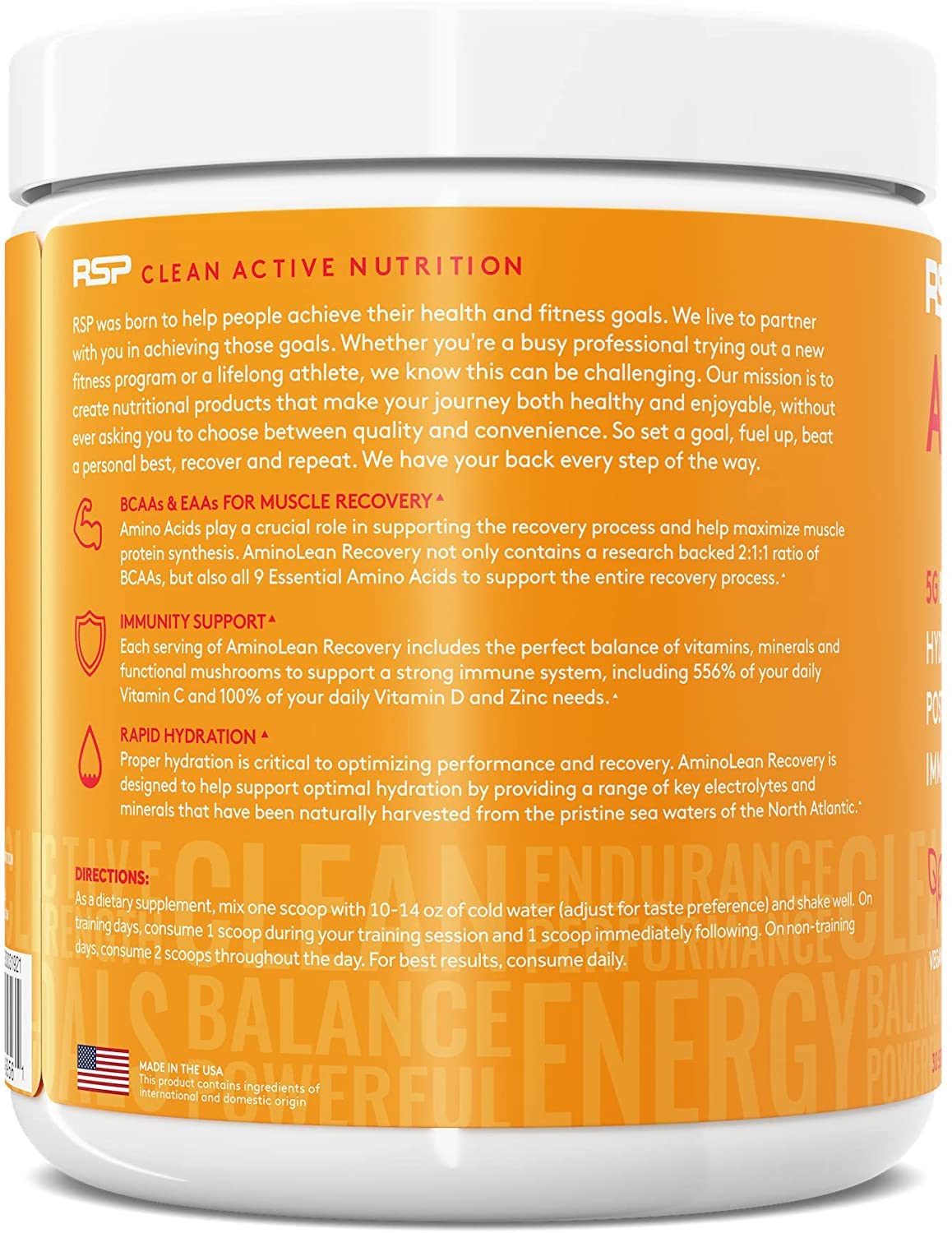 RSP AminoLean Recovery - Post Workout BCAAs Amino Acids Supplement + Electrolytes RSP NUTRITIONBuy Supplements Australia