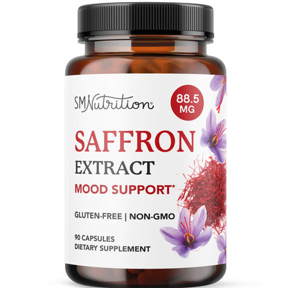 Saffron Supplements 88.5mg | 3-Month Supply | Pure Saffron Extract Capsules for Mood, Focus, Eye Health & Energy Balance Support | Crocus Sativus Extract | Gluten-Free & Non-GMO | 90 Capsules SMNutritionBuy Supplements Australia