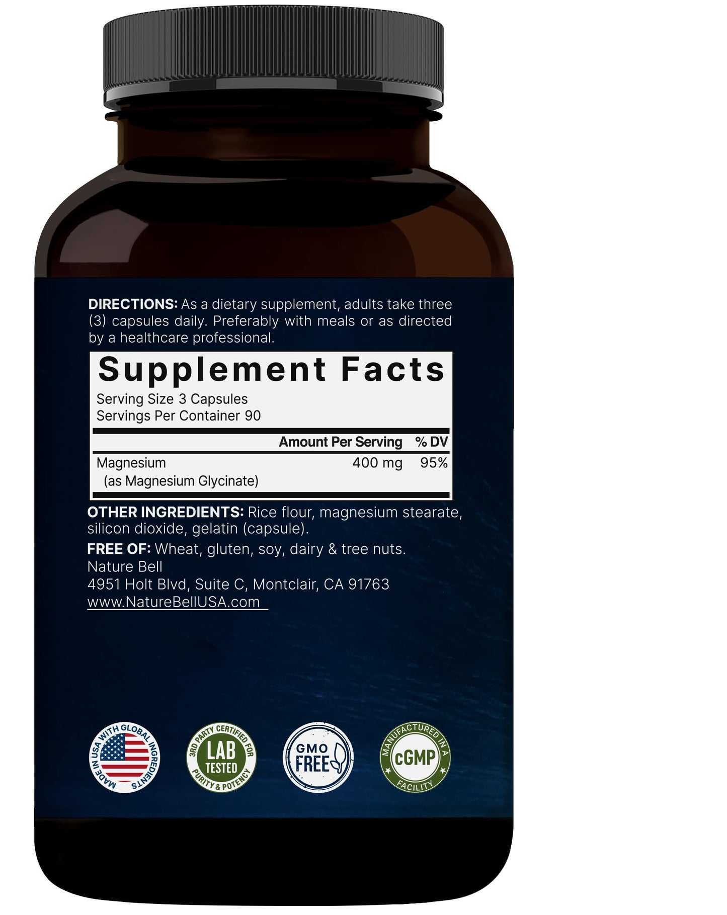 NatureBell Magnesium Glycinate 400mg Elemental, 270 Capsules | 100% Chelated for High Absorption | Supports Muscle, Bone & Heart Health | Non-GMO, Gluten-Free, Vegan NatureBellBuy Supplements Australia