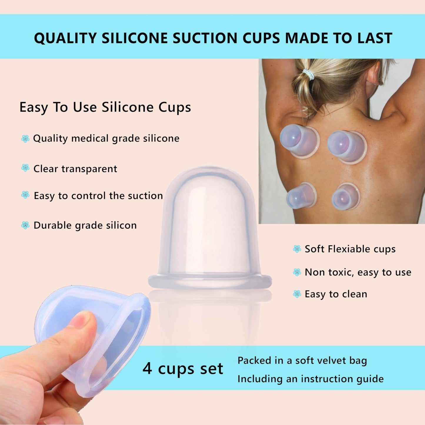 Cupping Kit for Massage Therapy - by DoSensePro, Cupping Set of 6 Professional Silicone Cups DoSenseProBuy Supplements Australia