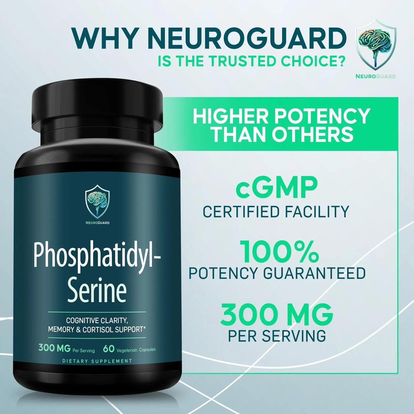 Phosphatidylserine Supplement – Premium Nootropic for Brain Health, Memory, Focus & Stress Support – 300mg Sunflower Lecithin NeuroGuardBuy Supplements Australia