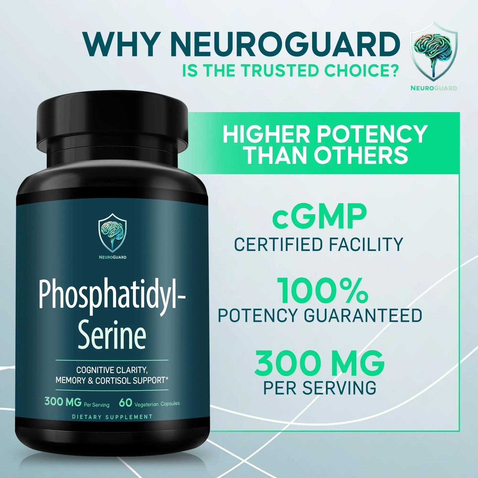 Phosphatidylserine Supplement – Premium Nootropic for Brain Health, Memory, Focus & Stress Support – 300mg Sunflower Lecithin NeuroGuardBuy Supplements Australia