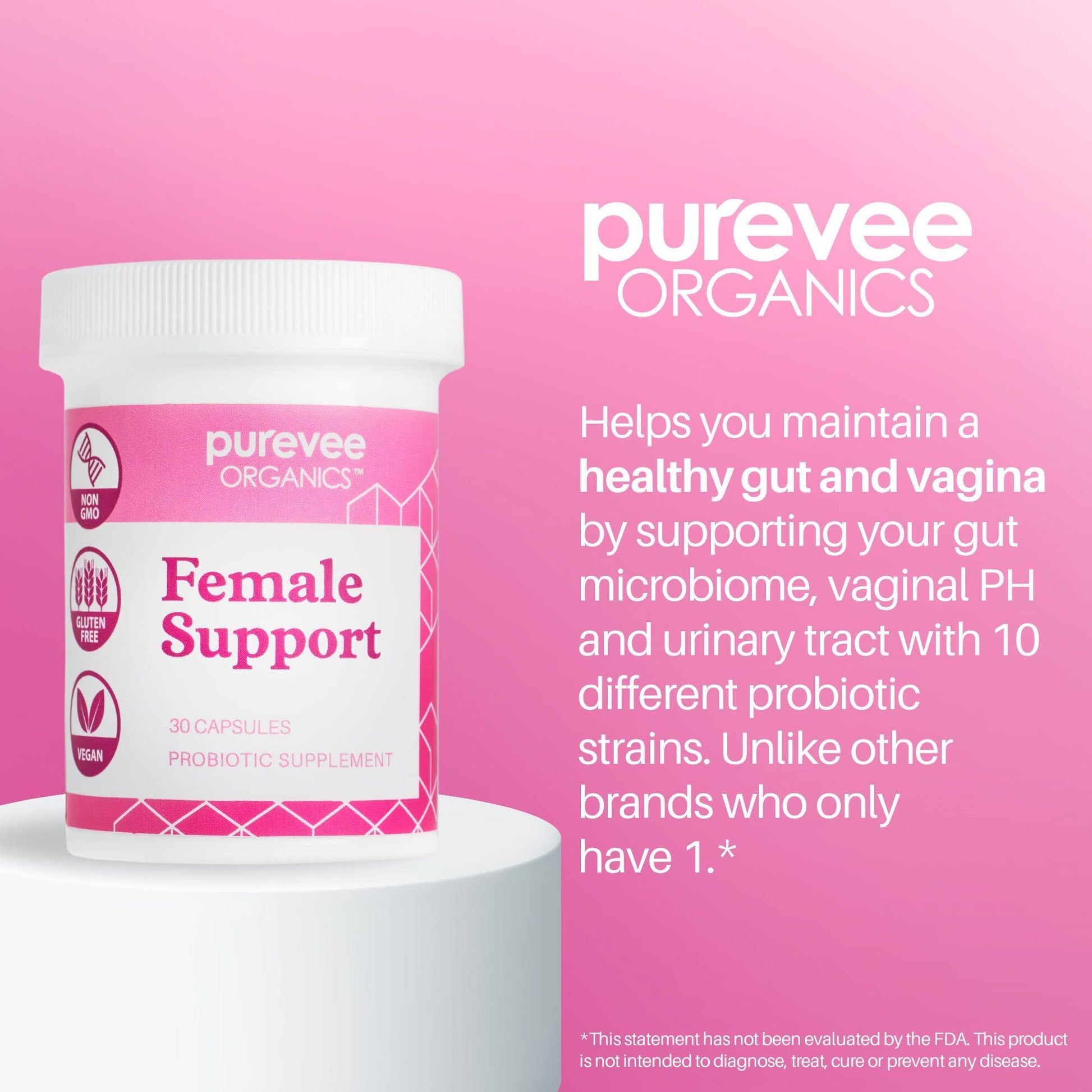 Purevee Organics Vaginal Probiotics for Women, 10 Essential Probiotic Strains, Vaginal + pH Balance Purevee OrganicsBuy Supplements Australia