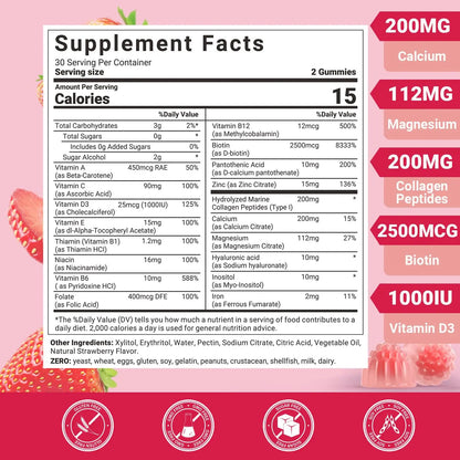 Wiszeen Sugar Free Methylated Multivitamin for Women Gummies, Biotin, Collagen, Calcium, Magnesium, Inositol, Folate, Iron, Vitamin A, C, D, E Wiszeen
