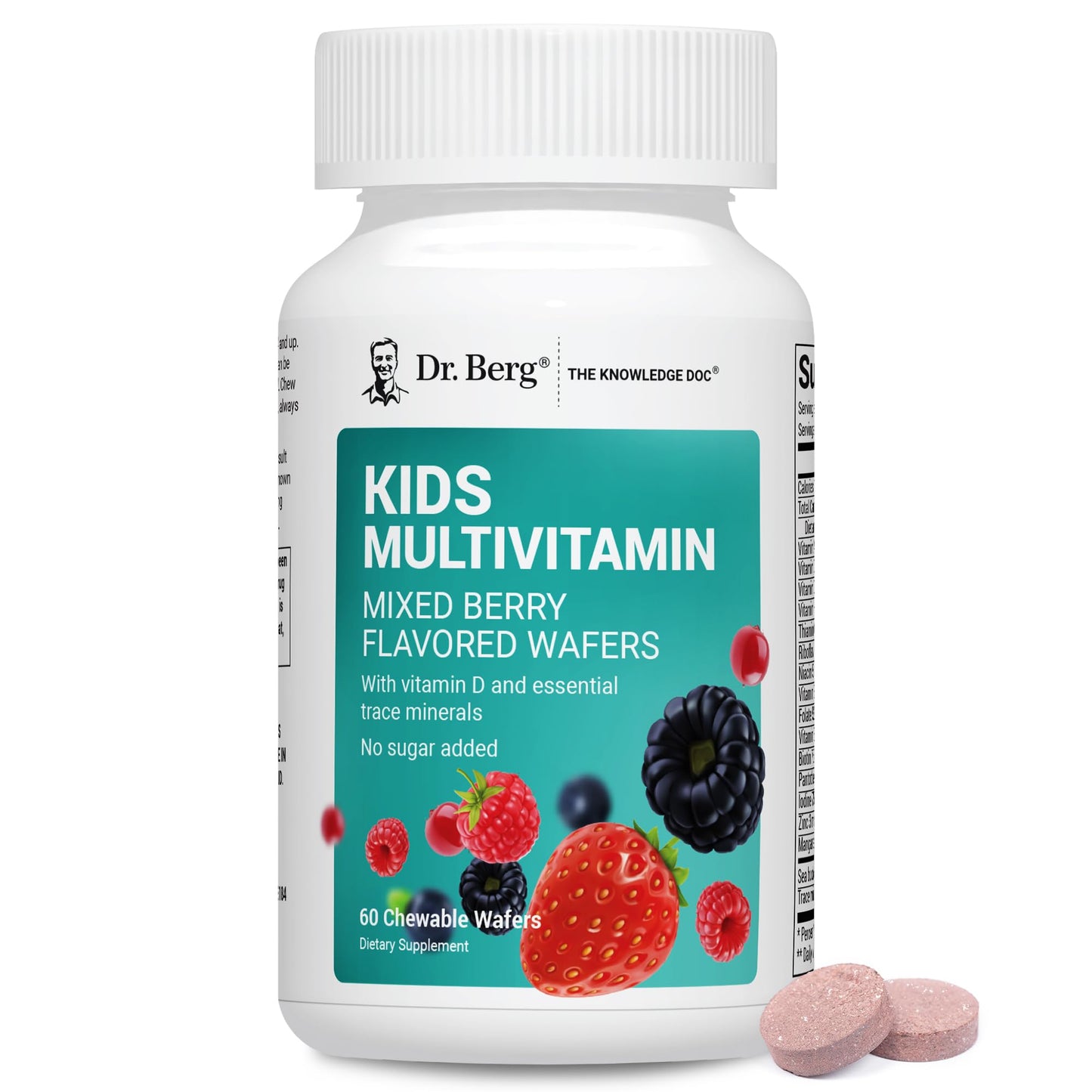 Dr. Berg Kids Chewable Multivitamins (NOT Sweetened w/Sugar) - Daily Multivitamin for Kids that Includes 20 Nutrients & Trace Mineral Complex - Mixed Berry Chewable Vitamins for Kid - Red Wafers Dr. Berg NutritionalsBuy Supplements Australia