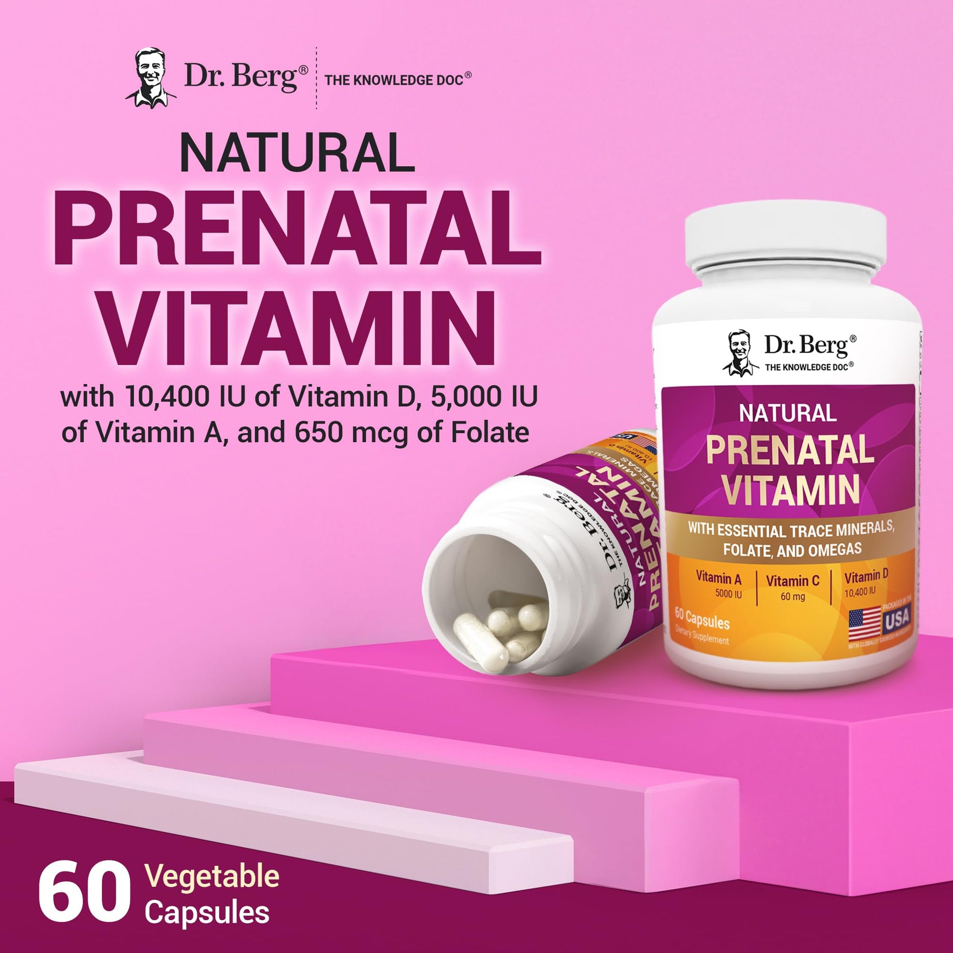 Dr. Berg Natural Prenatal Vitamins for Women (Pregnant & Nursing) - Prenatal Vitamins with Folate, Vitamins, Minerals, Omegas, &11 Powerful Superfoods - Womens Prenatal Multivitamin - 60 Capsules Dr. Berg NutritionalsBuy Supplements Australia