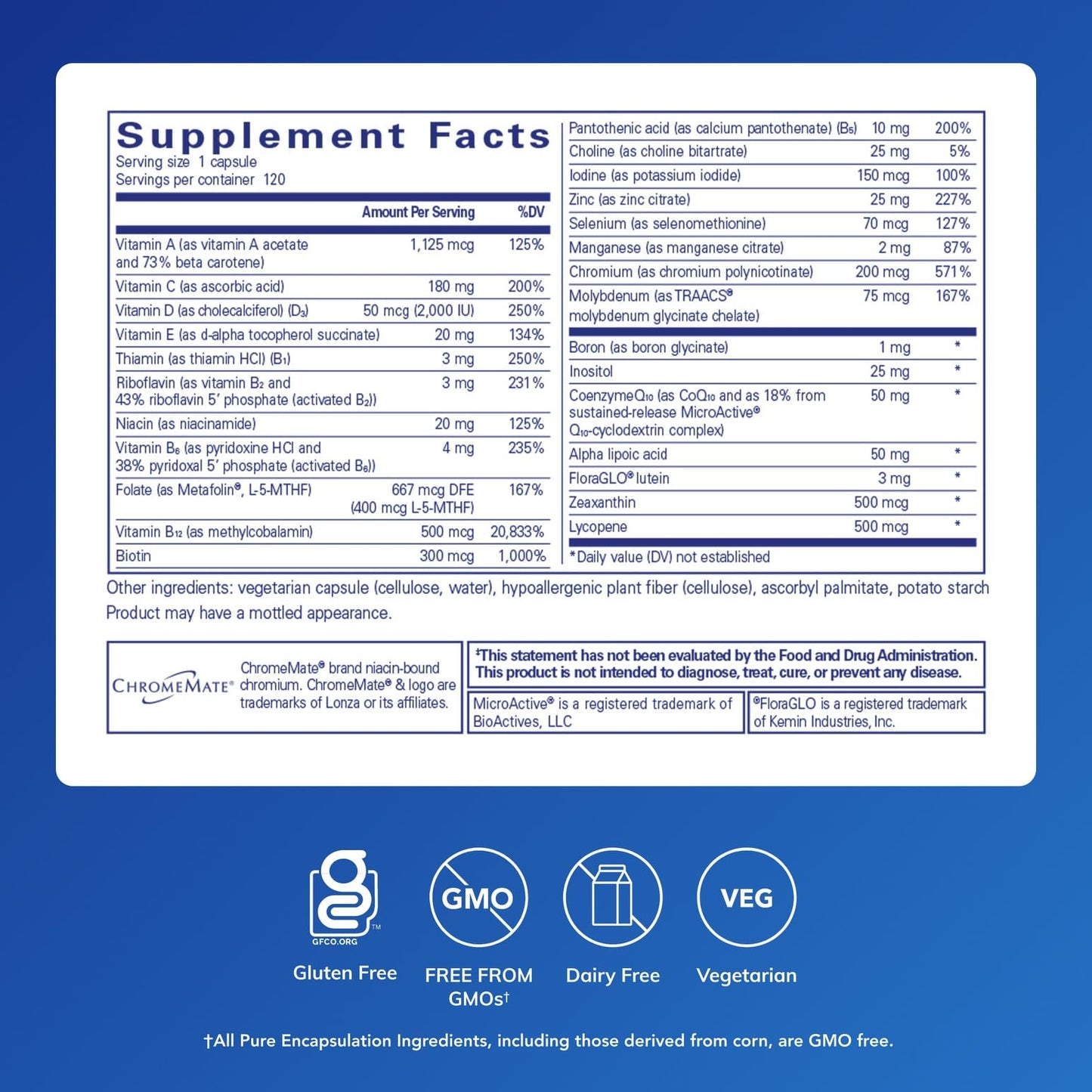Pure Encapsulations O.N.E. Multivitamin - Once Daily Multivitamin with Antioxidant Complex Metafolin, CoQ10, and Lutein to Support Vision, Cognitive Function Pure EncapsulationsBuy Supplements Australia