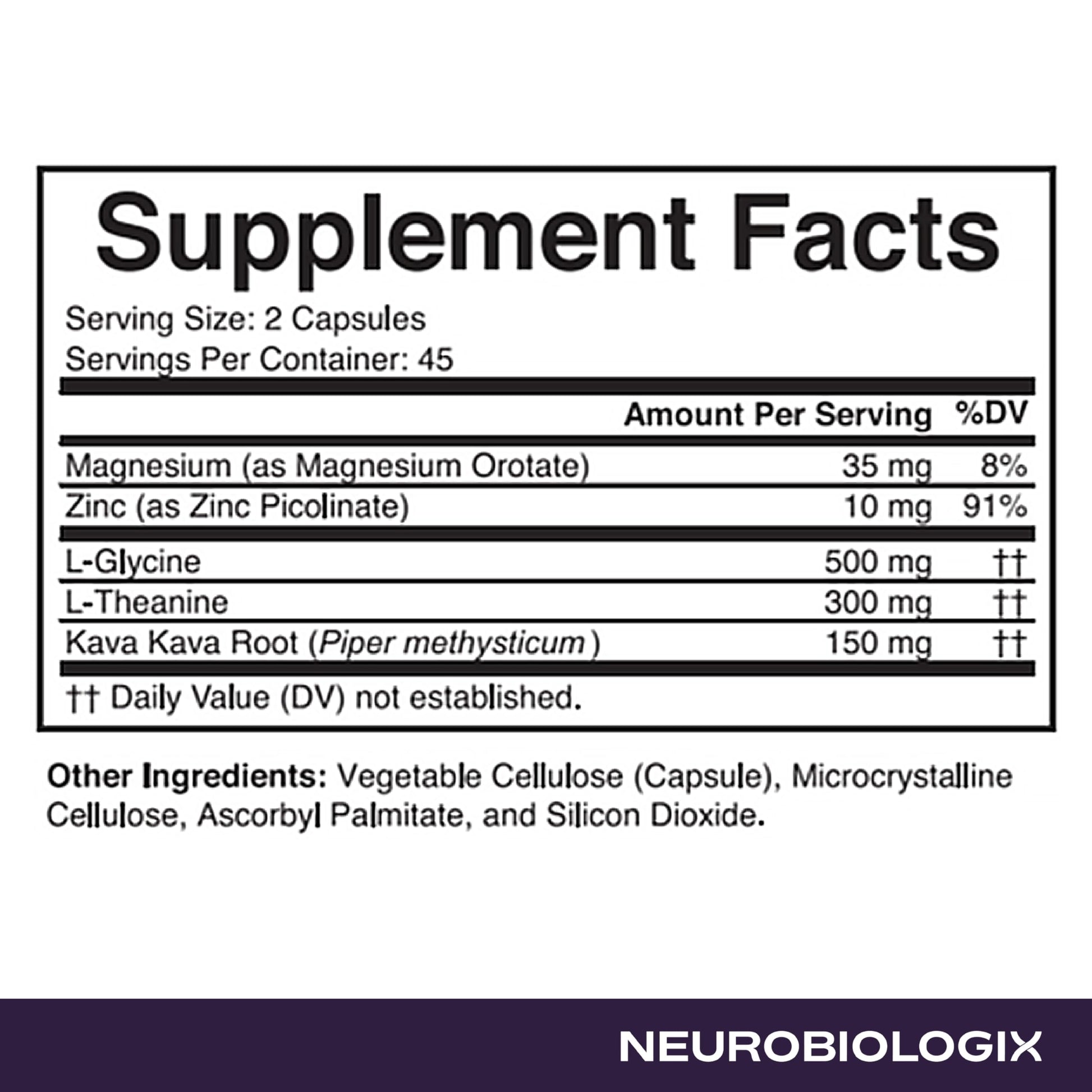 Neurobiologix Neuro Calm & Rebalance, L Theanine, Magnesium, Zinc & Kava Kava Complex for Calm Mood Balance and Stress Support, GABA Activity Support Supplement, Gluten Free, Vegetarian, 90 Capsules NeurobiologixBuy Supplements Australia