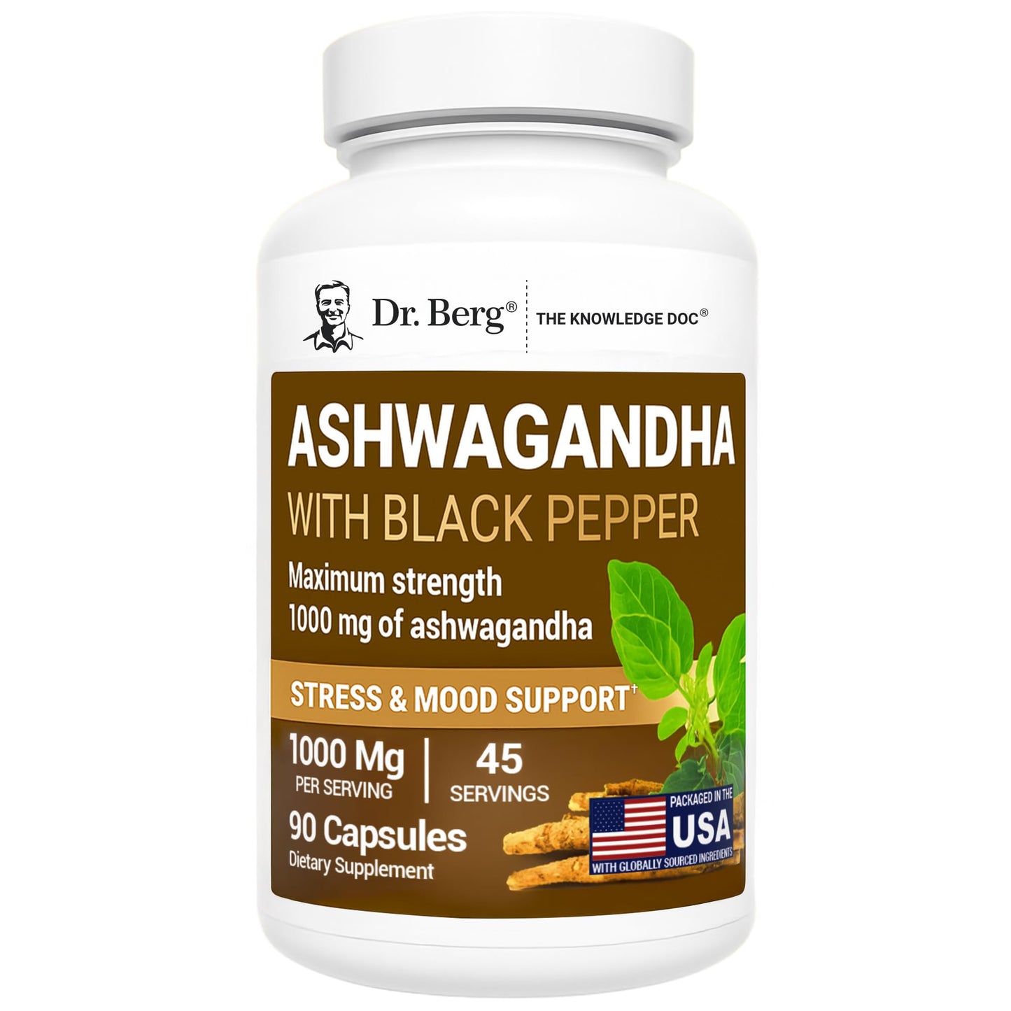Dr. Berg Ashwagandha Capsules 1000mg - Includes Ashwagandha Root with Black Pepper from Bioperine - Ashwagandha Supplements 90 Capsules Dr. Berg NutritionalsBuy Supplements Australia