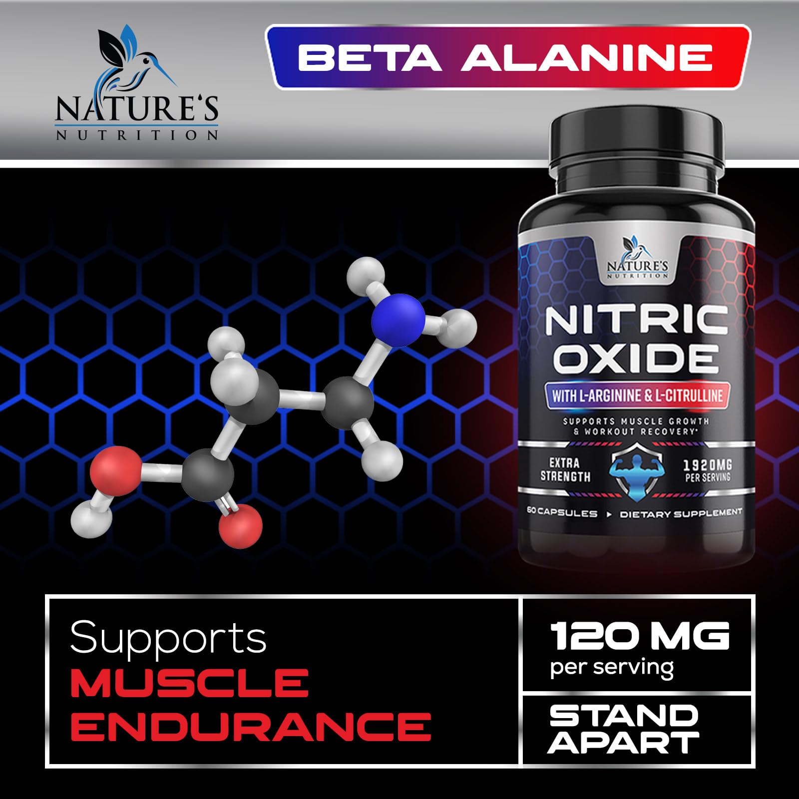 Extra Strength Nitric Oxide Supplement L Arginine 3X Strength - Citrulline Malate, AAKG Nature's NutritionBuy Supplements Australia