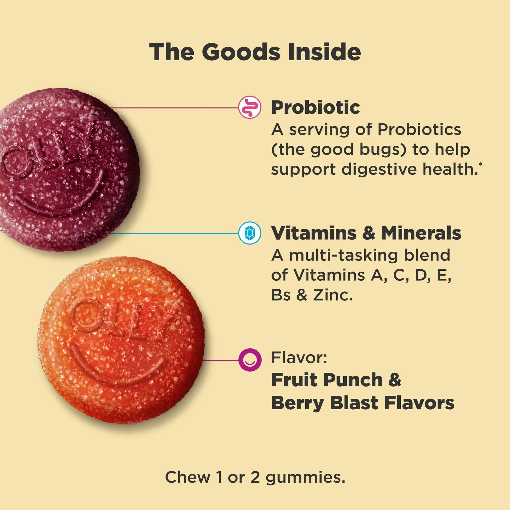 OLLY Kids Multivitamin & Probiotic Gummy, Digestive Support, Vitamins A, D, C, E, B, Zinc, Chewable Supplement OLLYBuy Supplements Australia