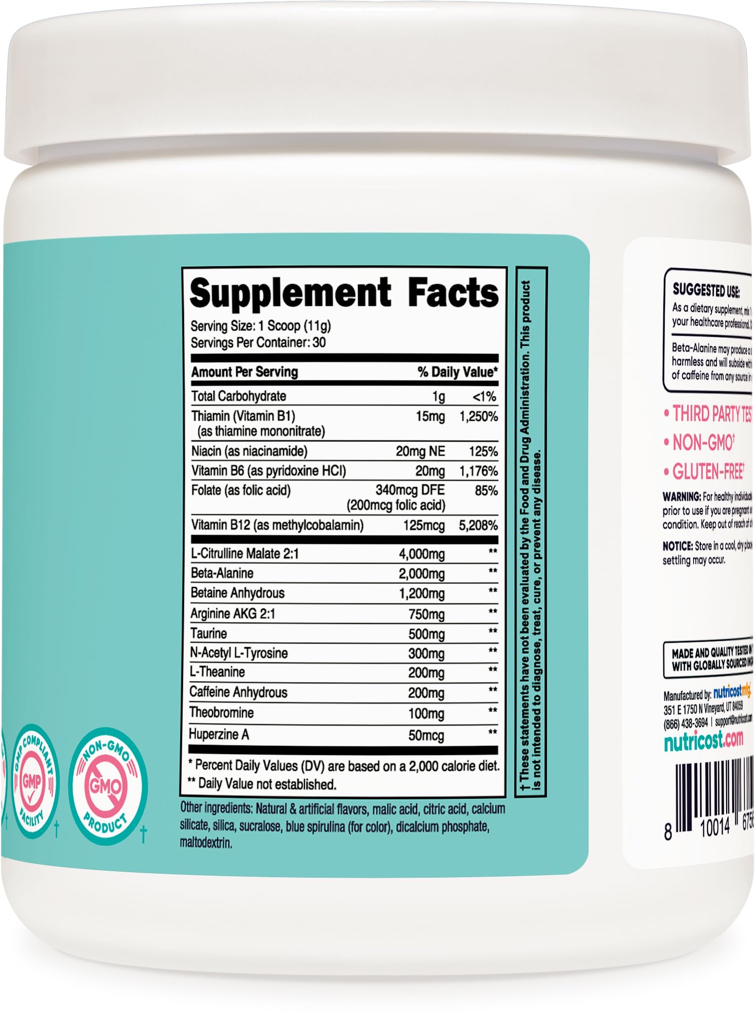 Nutricost Pre-Workout Powder for Women, Blue Raspberry, 30 Servings NutricostBuy Supplements Australia